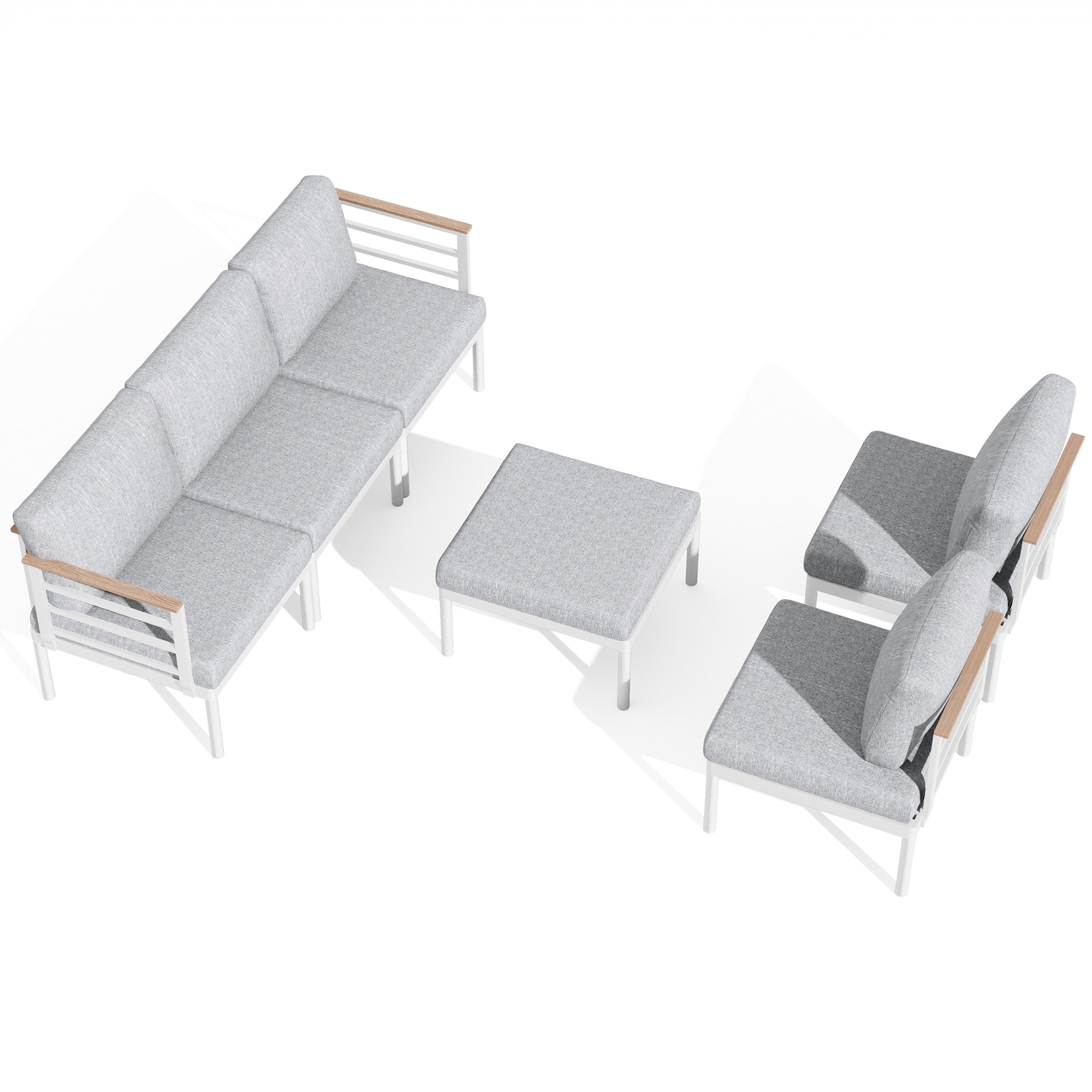 Crestlive Products CL-SF009LGY-6 6 pc outdoor sofa set Outdoor Sectional with Gray Cushions and Aluminum Frame