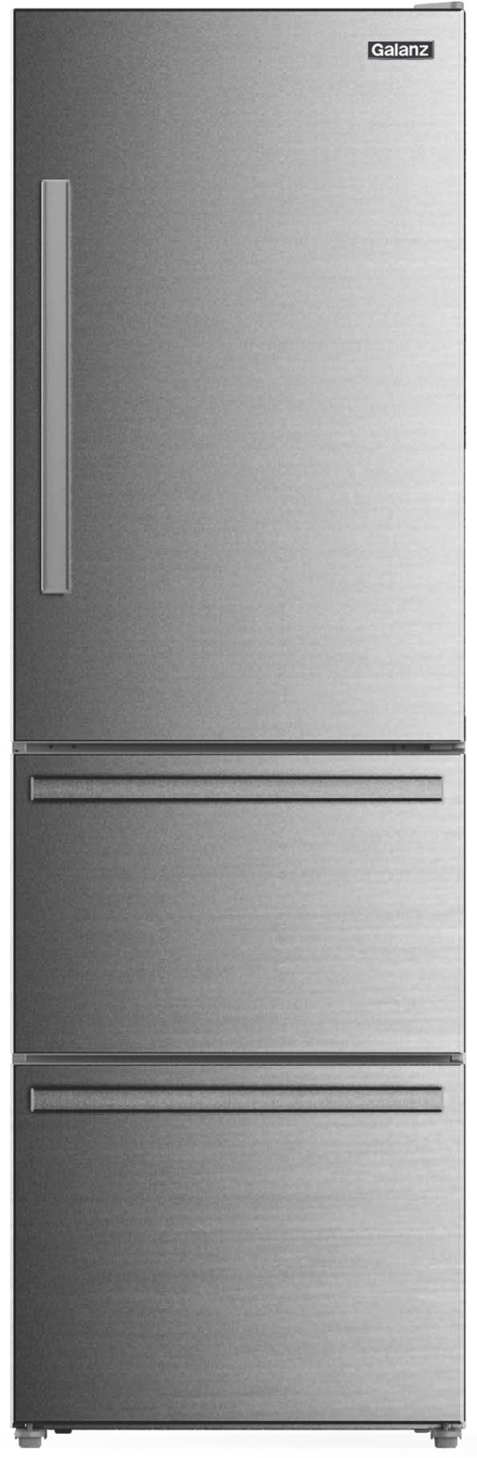Galanz 12 Cu Ft Top Freezer Refrigerator, Frost Free, Stainless Look, Silver