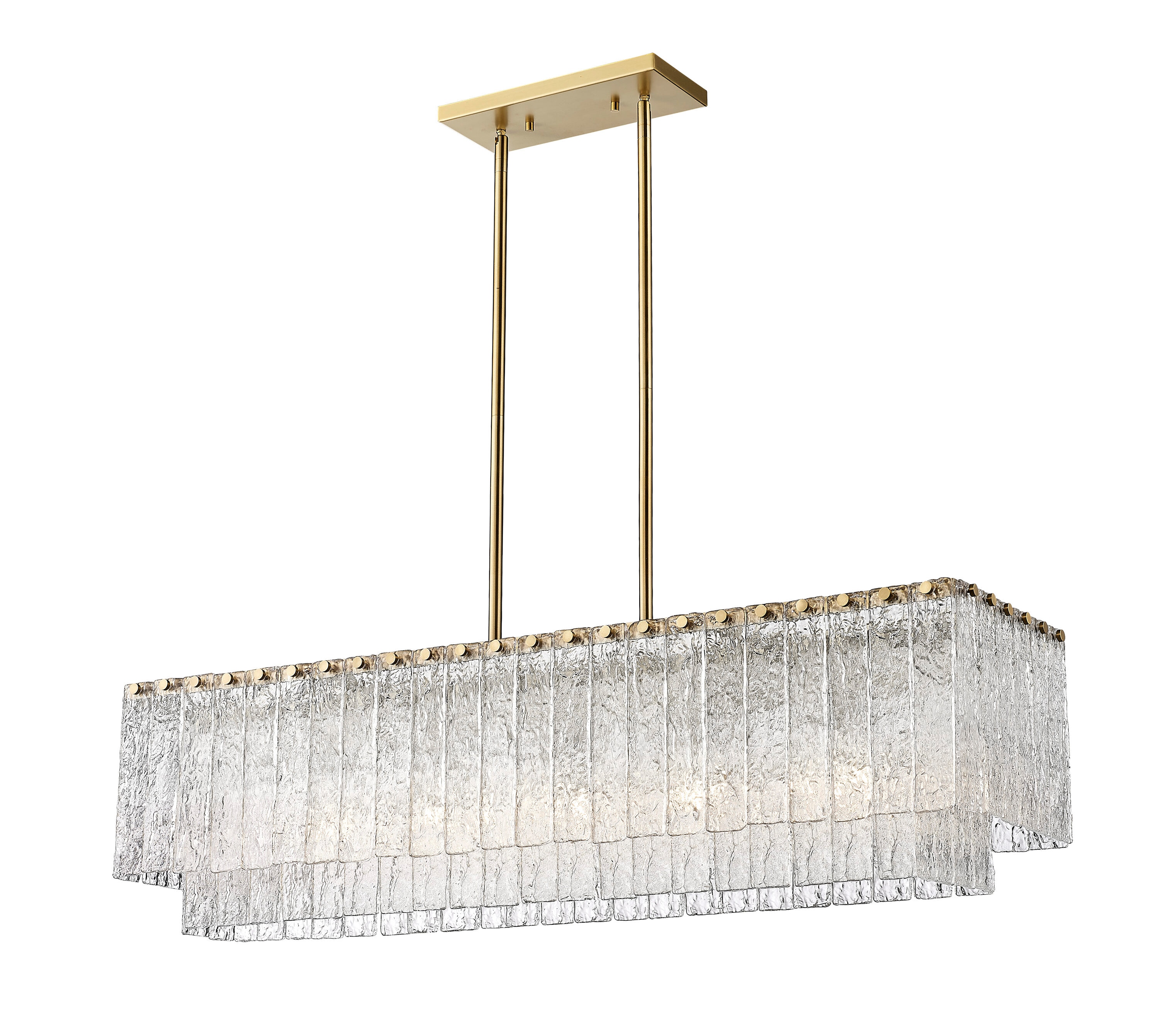 Modern Gold and Glass 5-Light Linear Chandelier