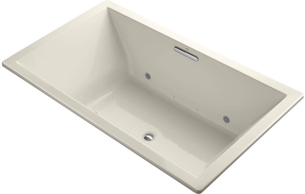 KOHLER K-1174-GVBCW-47 Underscore Rectangle 42-in W x 72-in L Almond Acrylic Rectangular Center Drain Drop-In Air Bath