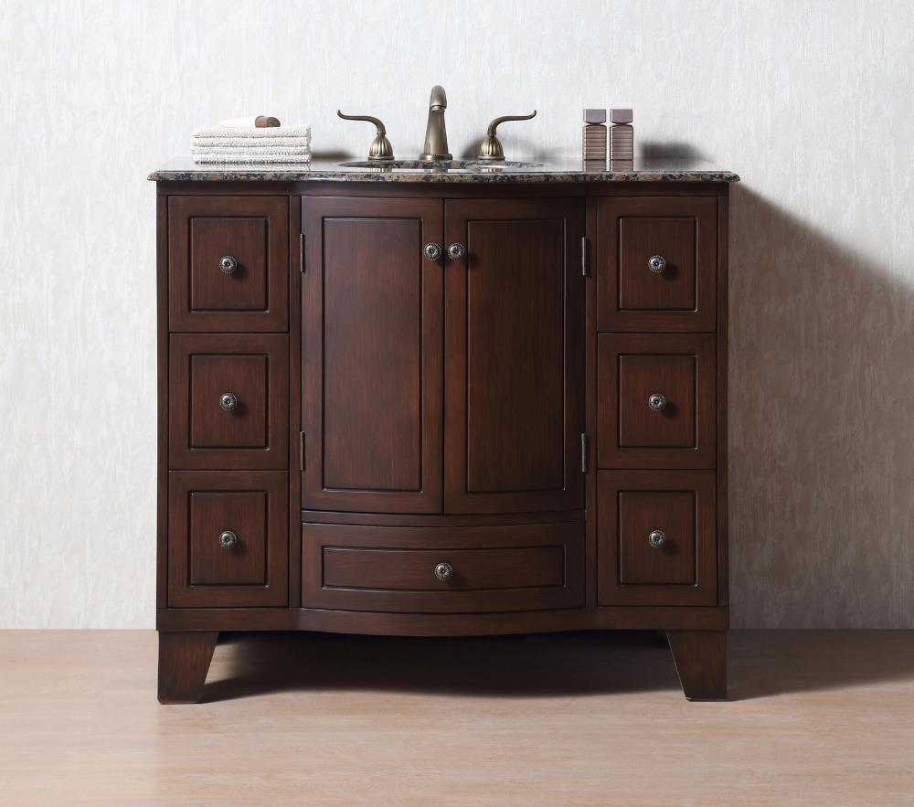 Stufurhome 40-in Dark Cherry Undermount Single Sink Bathroom Vanity ...