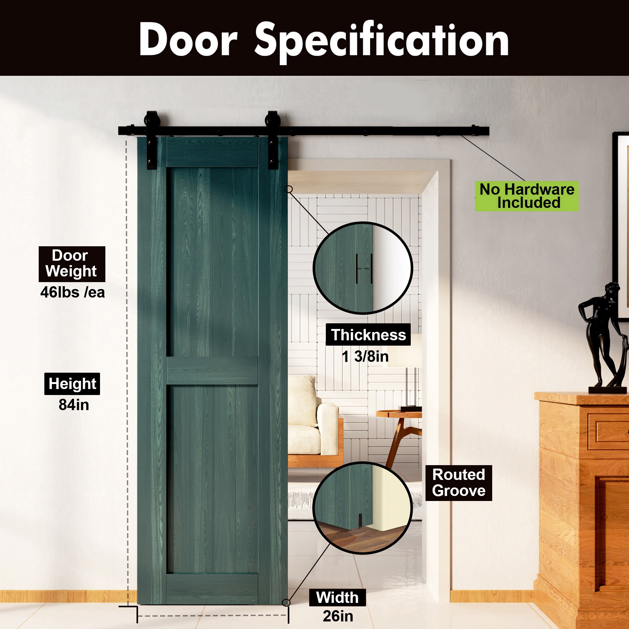 HOMACER 2684-H-RP Barn-Doors - View #3