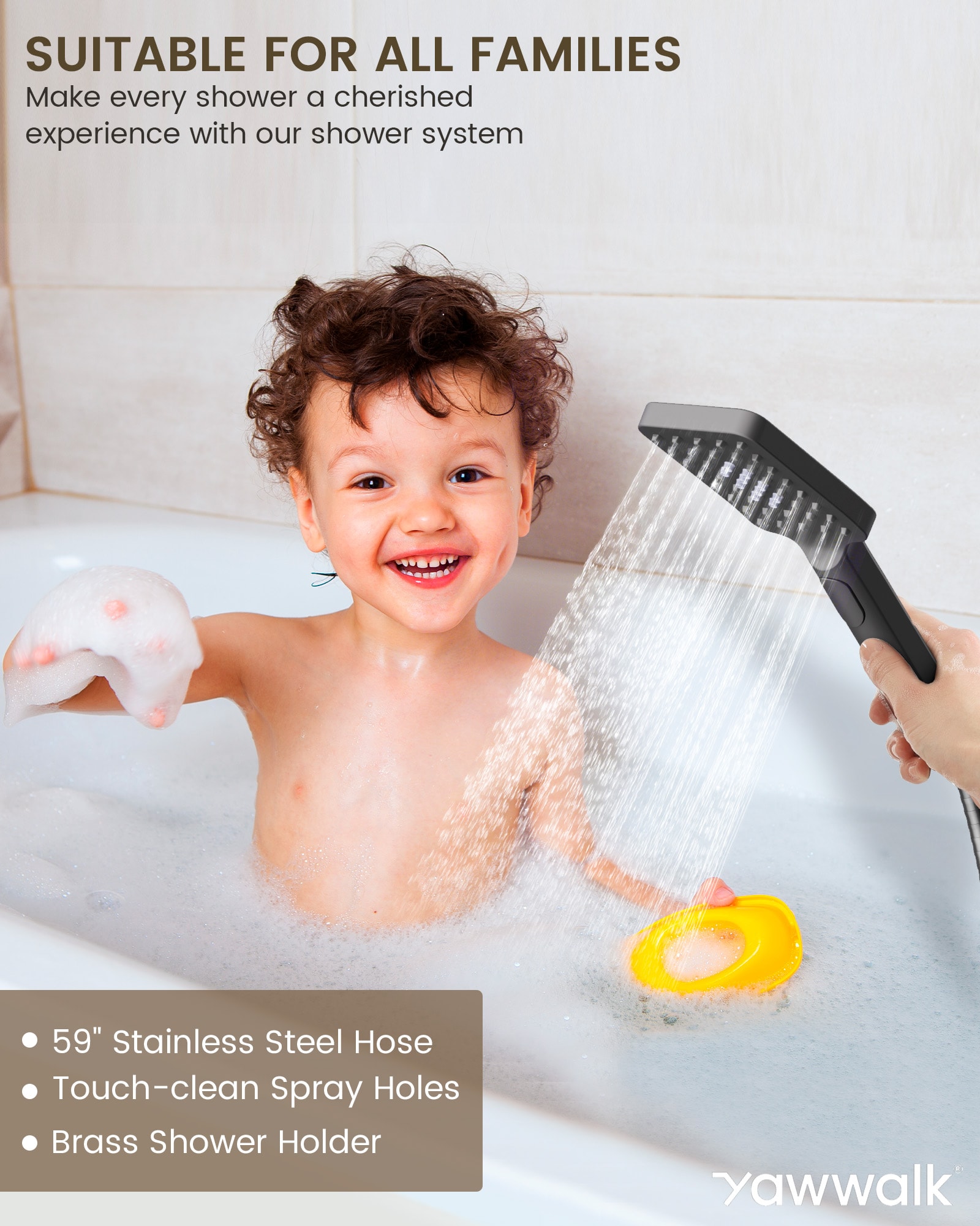 YAWWALK Y11W35-MB Showerhead-Bar-Panels - View #7