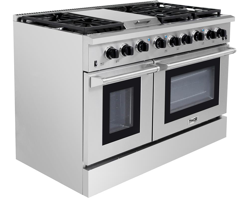 Thor Kitchen 48-in 6 Burners 4.2-cu ft / 2.5-cu ft Convection Oven  Freestanding Natural Gas Double Oven Gas Range (Stainless Steel)