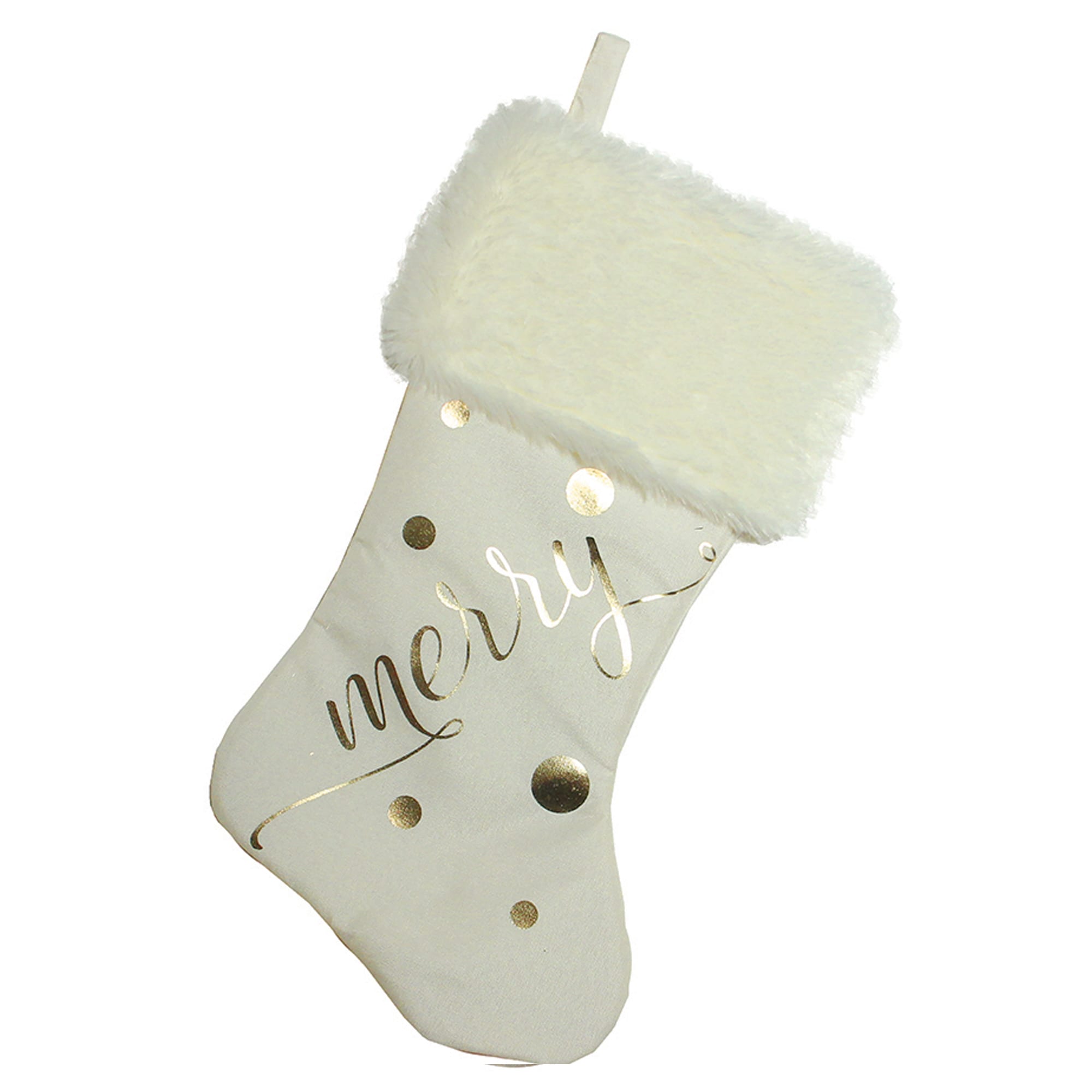 Northlight 32635517 9.75-in Gold Fur Christmas Stocking