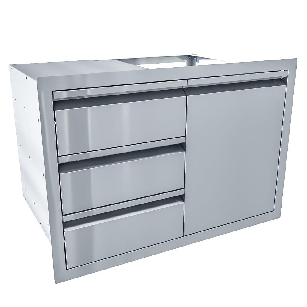 Sunstone Aruba Built-In Grill Cabinet Single Door and Double Drawer Combination ARU-TDC30 Sansujyuku sansujyuku.com