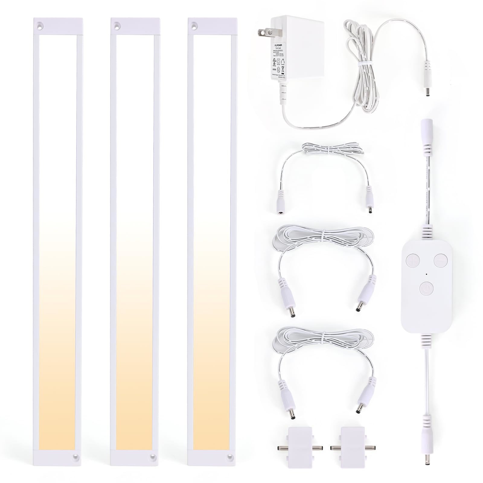 Etokfoks - 3 Pack 12 in Dimmable Smart LED Under Cabinet Light Kit 2700K 6000K Compatible with A...