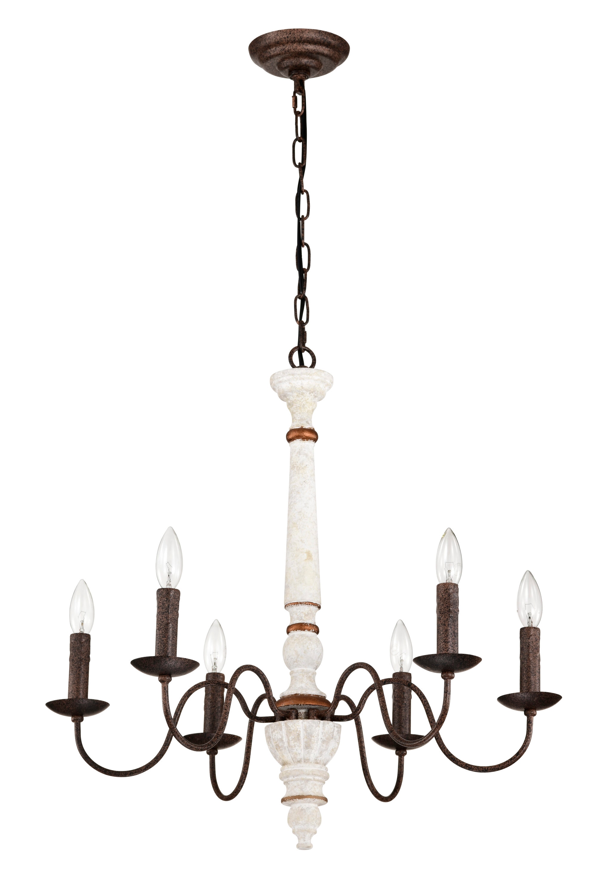 Forclover HL-M3012-6 Pendant Lighting 6 -Light Retro White Mid-century Tiered Integrated LED Medium Hanging Swag light