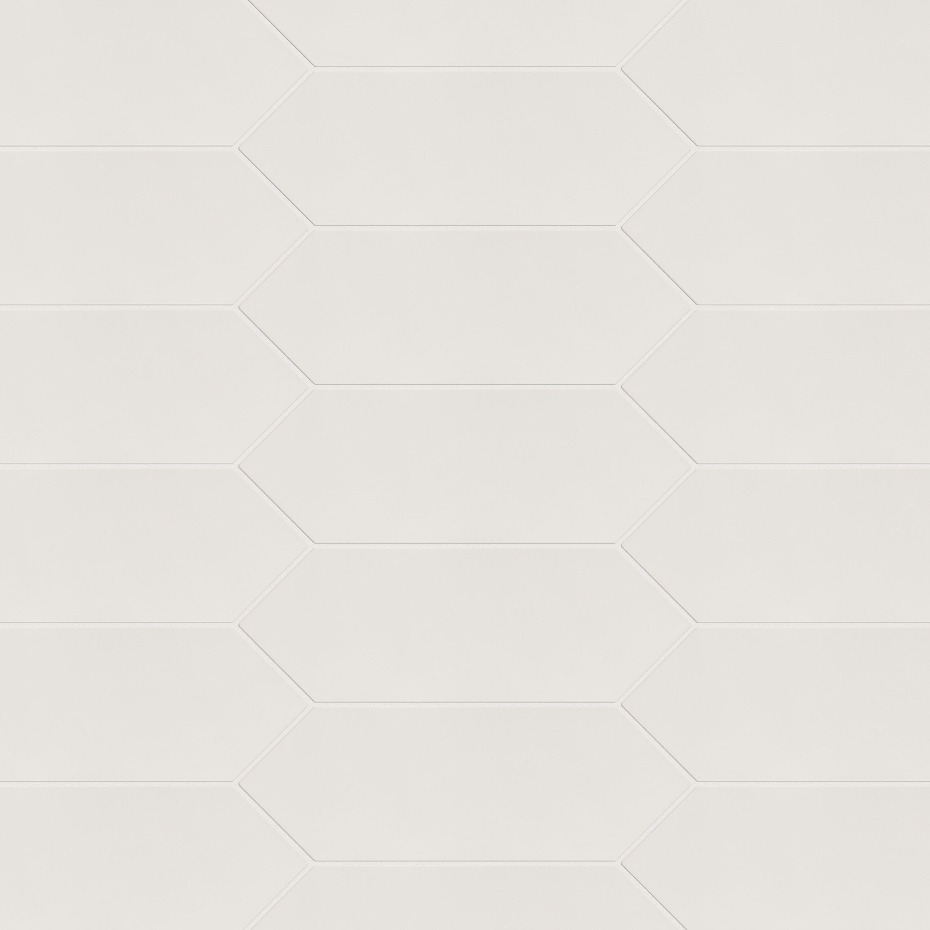 Affinity Tile S1FEQ12KWT Sample- Kite White 4-in x 12-in Satin Porcelain Hexagon Floor and Wall Tile