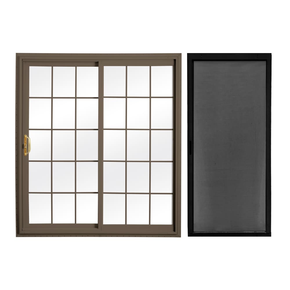 RELIABILT  72-in x 80-in Terratone Vinyl Universal Sliding Double Patio Door with Screen
