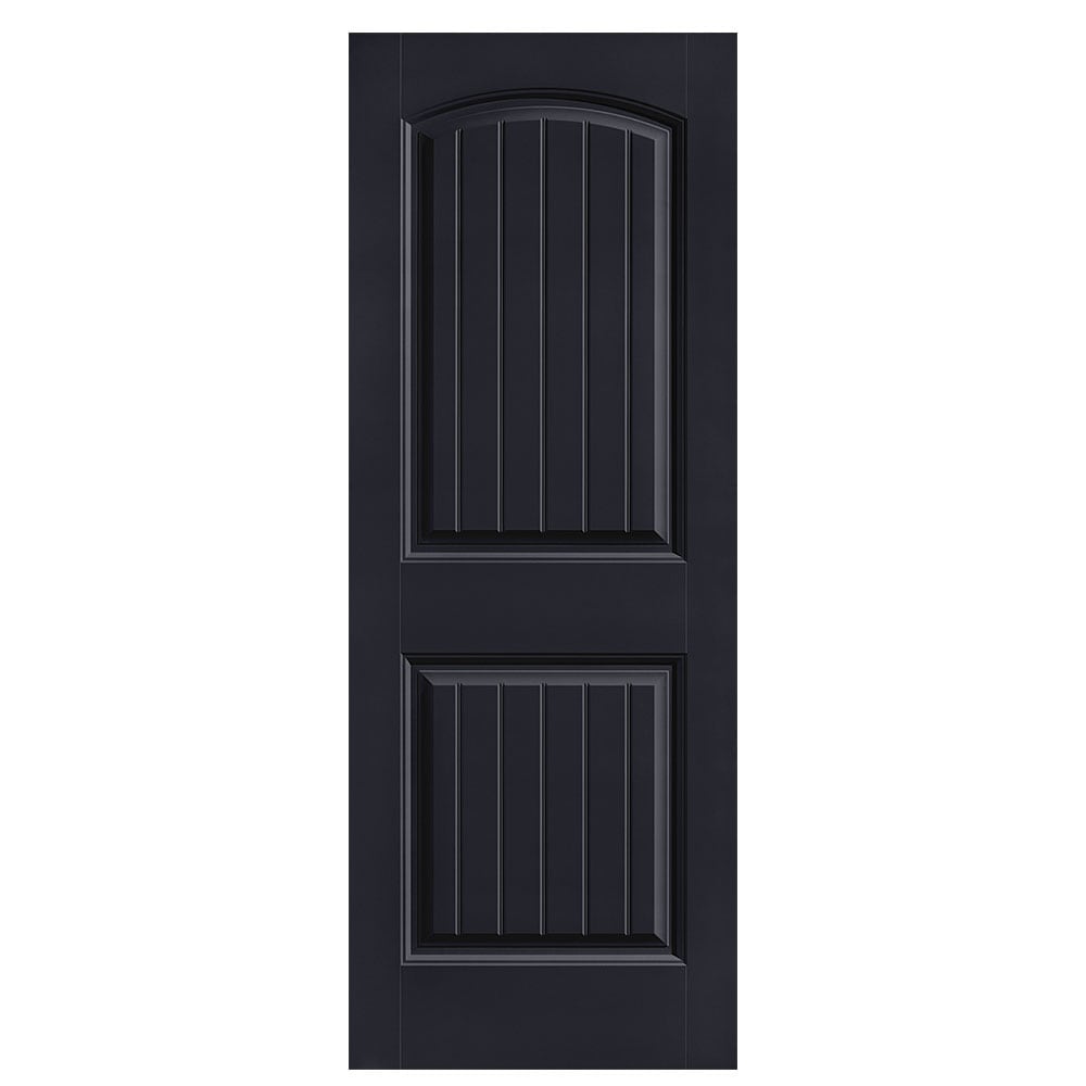 Masonite 1443713 Cheyenne 30-in x 80-in Midnight 2-panel round top plank Smooth Solid core Prefinished Molded composite Slab Door