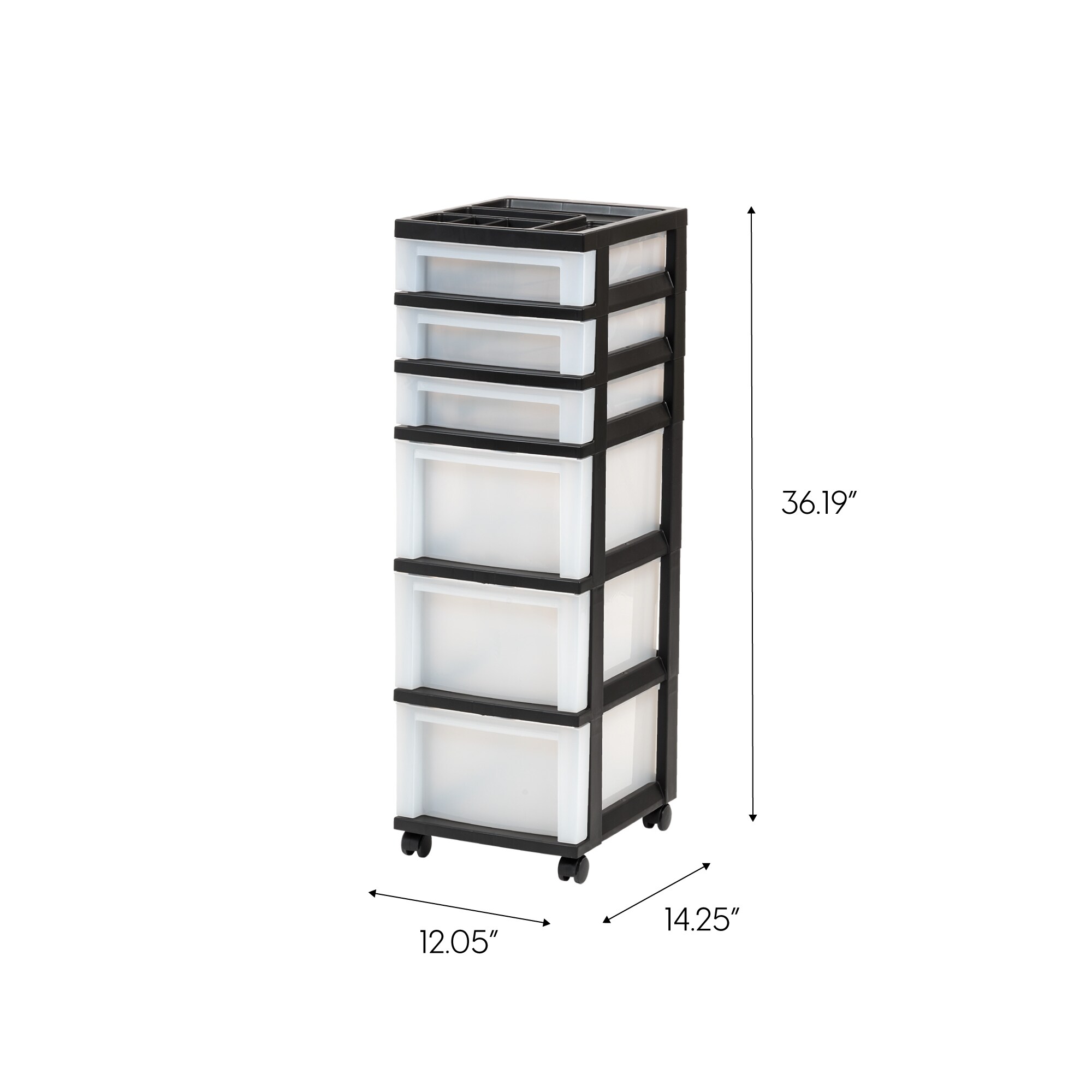 IRIS 4-Drawers Black Rolling Plastic Storage Drawer Cart 33.56-in H x  36.19-in W x 30.6-in D in the Storage Drawers department at