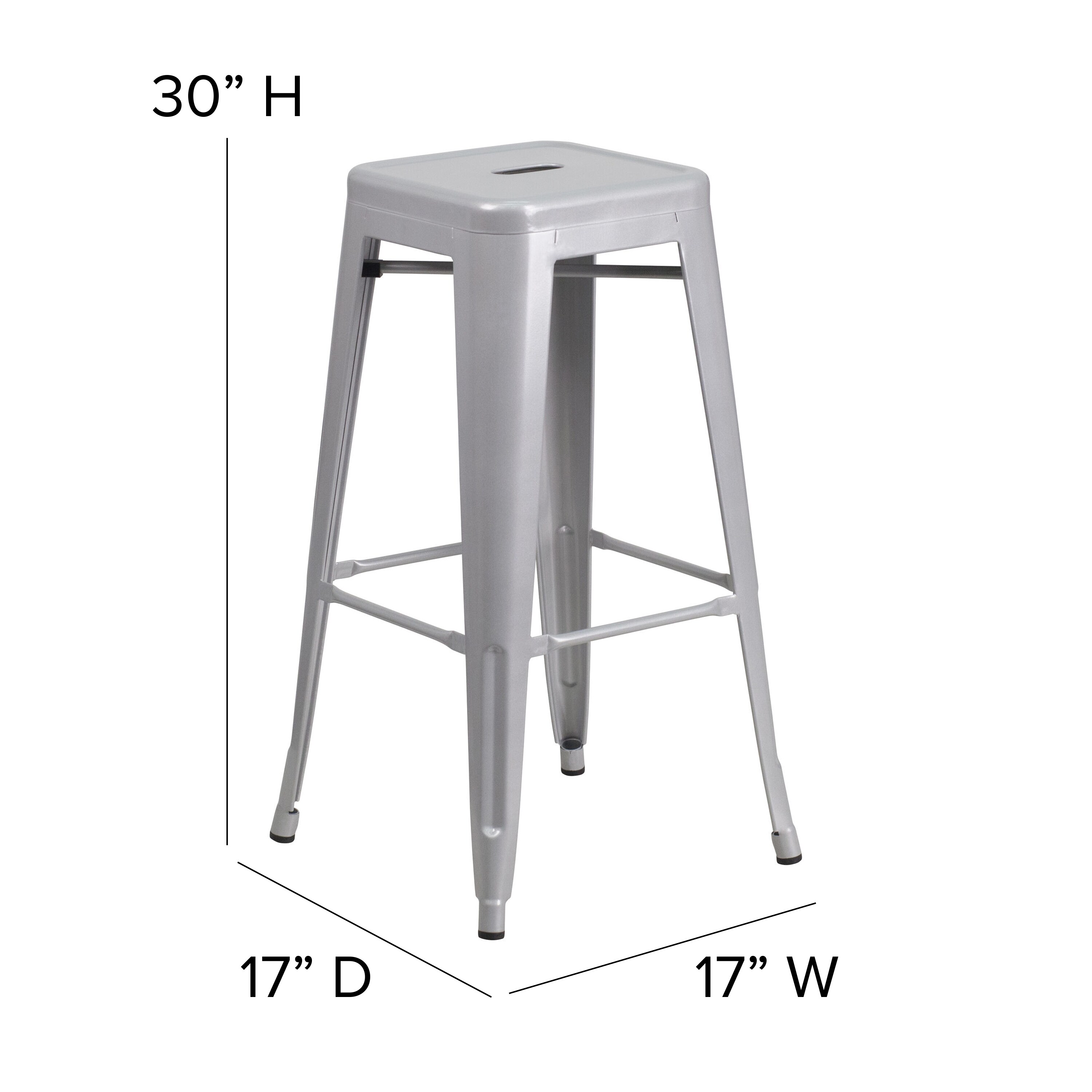 Flash Furniture Silver Bar Height 27, Black And Silver Bar Stools