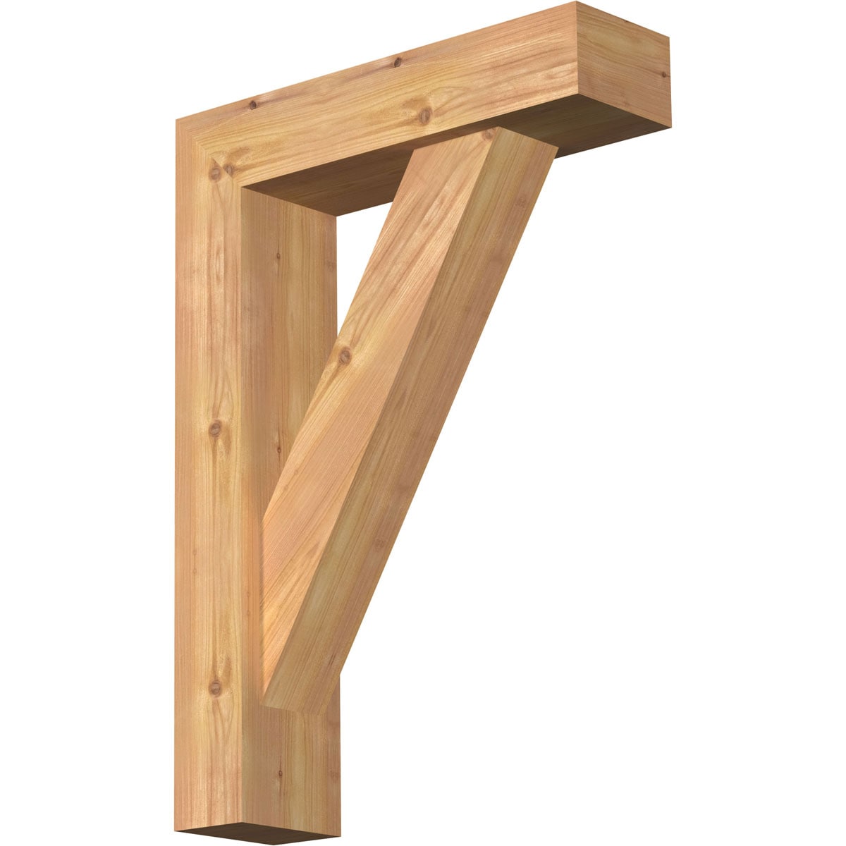 Ekena Millwork 1464839 Traditional Block Smooth Bracket with Offset Brace Western Red Cedar Wood Standard Bracket