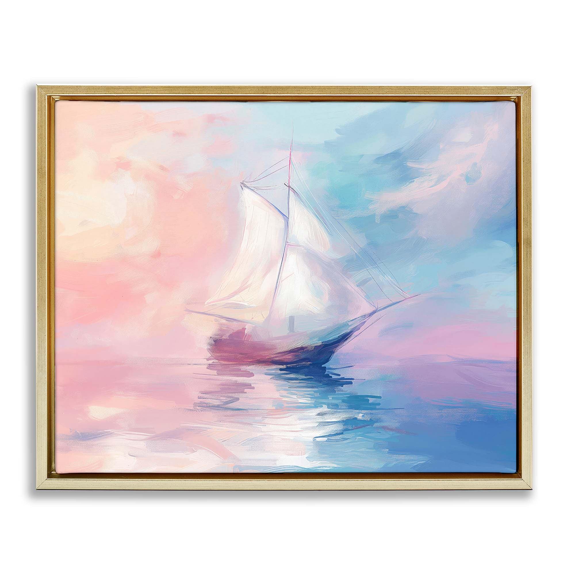 Stupell Industries BT-695-FFG-16X20 Soft Pastel Sea Vessel Floating Frame design by Arlington Prints