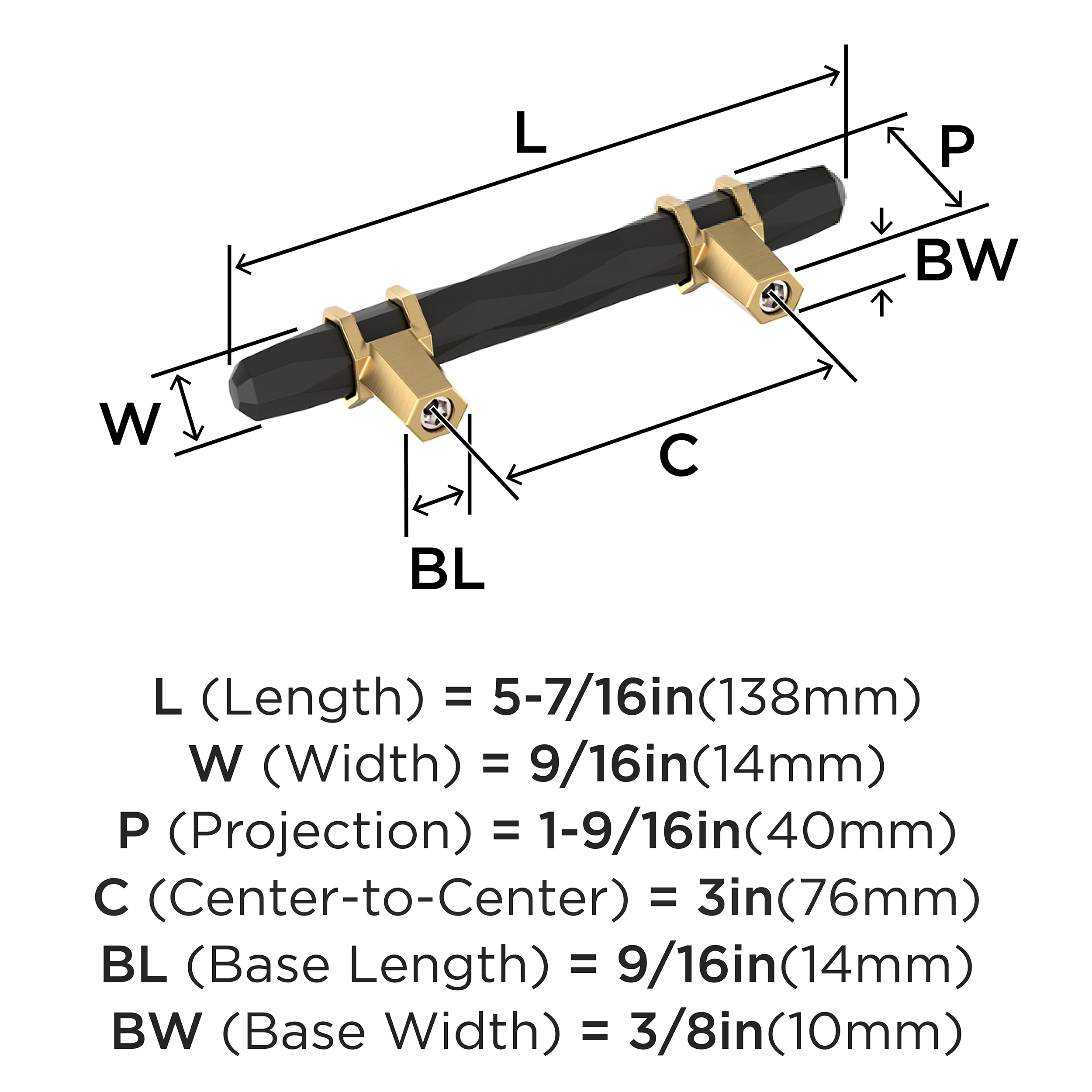 Amerock 3" Black Bronze and Champagne Bronze Bar Pull
