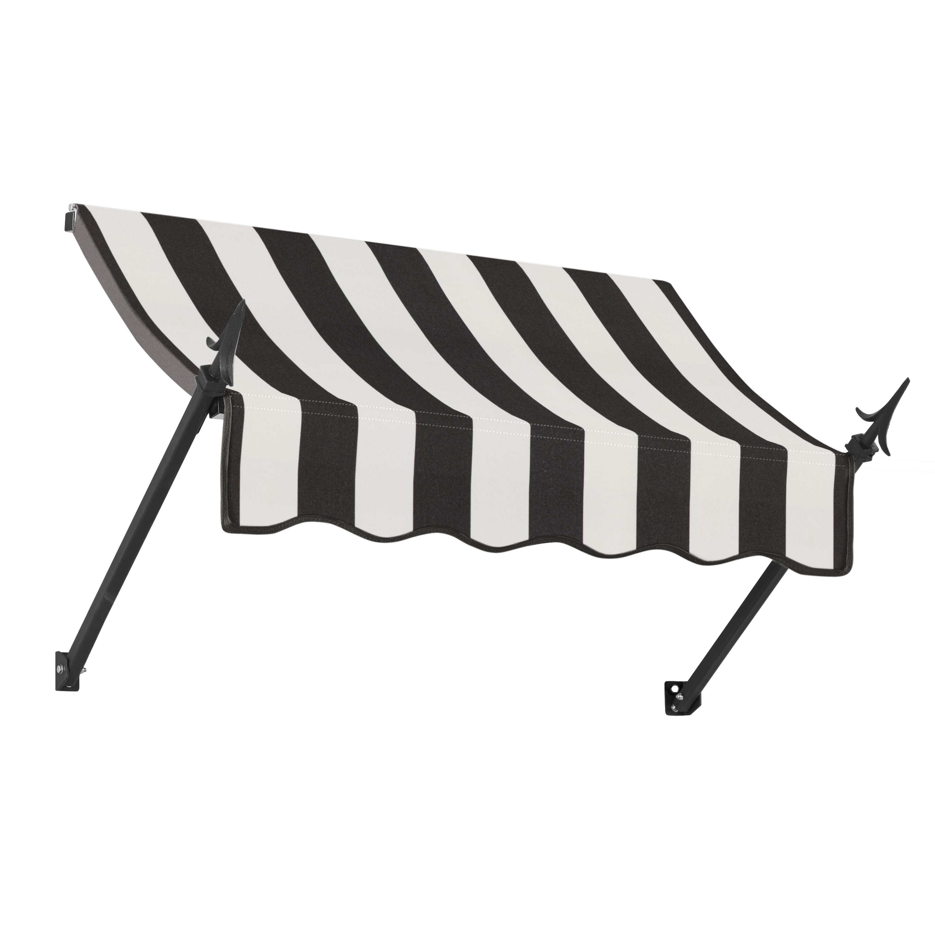 Awntech NO32-L-3KW New Orleans 40.5-in Wide x 24-in Projection x 36-in Height Fabric Black/White Stripe Striped Fixed Window/Door Awning