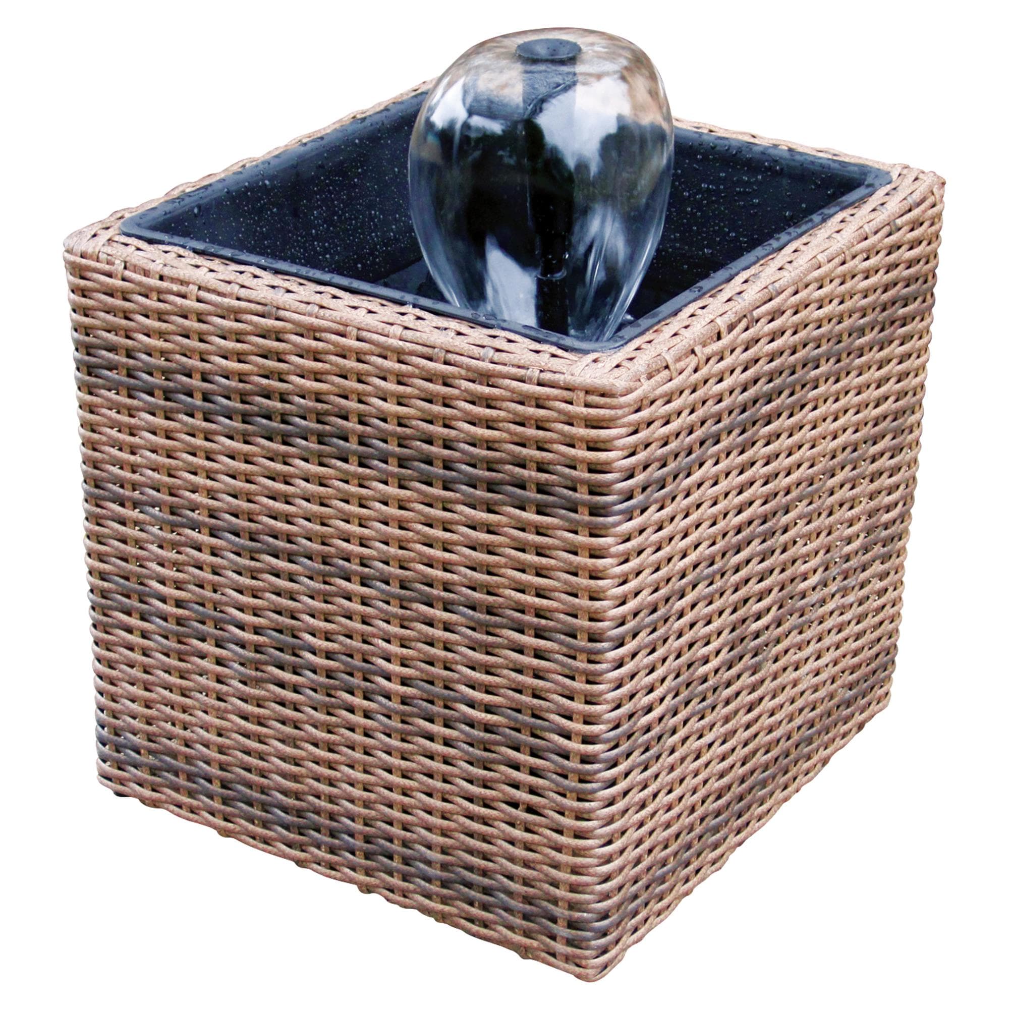 Gray Wicker-Look Resin Mini Pond and Fountain Kit
