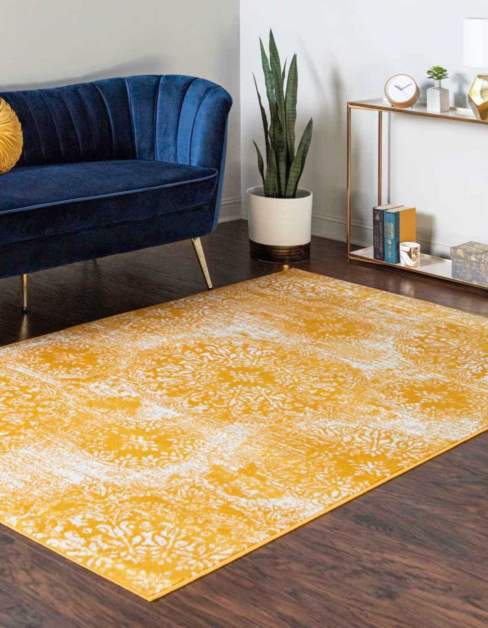 Unique Loom 3141636 Sofia 3 x 5 (ft) Loomed Polypropylene Yellow Rectangular Indoor Floral Bohemian/Eclectic Area rug