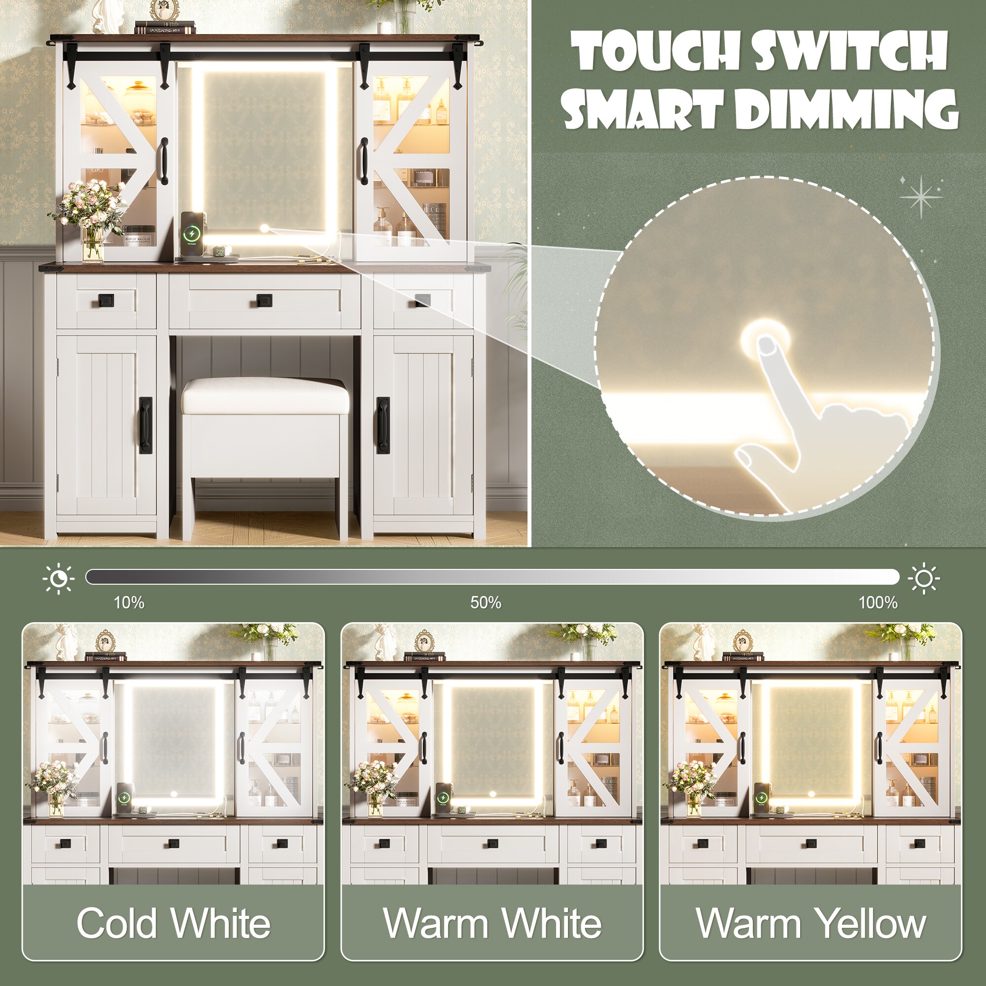 Homy Casa BEAU-WH Bedroom-Vanities - View #6
