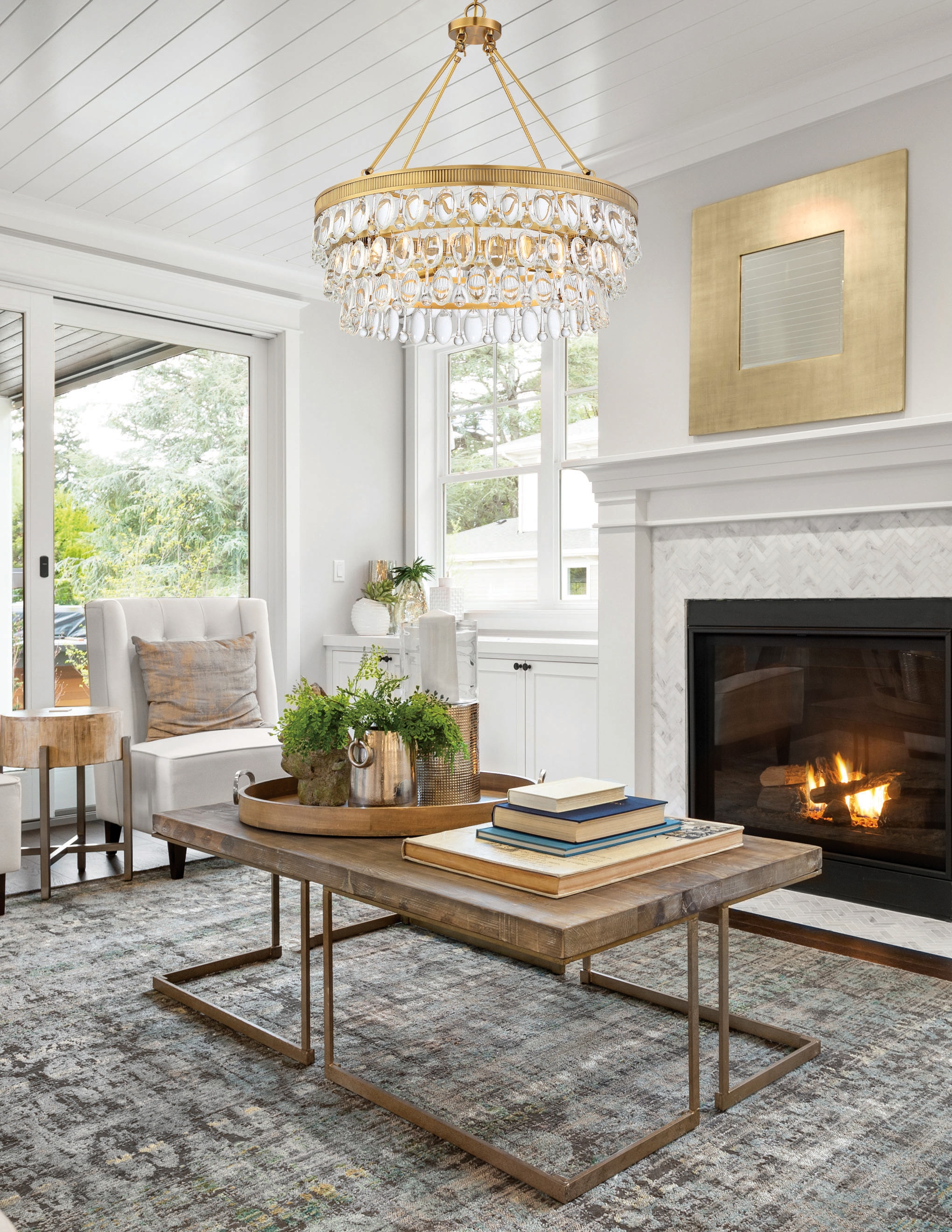 Savoy House Windham 6 Light Warm Brass Glam Drum Led Large Hanging Pendant Light 7 8701 6 322 at Lowes