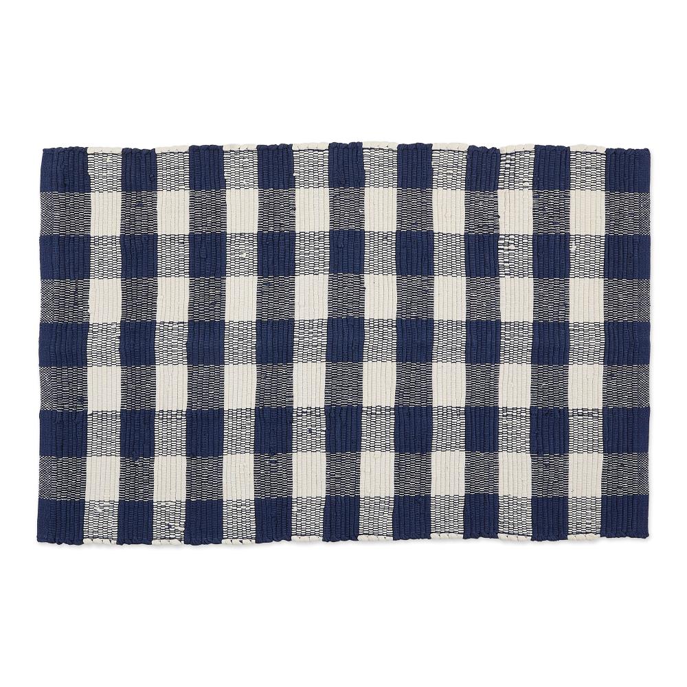 DII CAMZ11261 2 x 3 (ft) Rag Cotton Navy and Cream Rectangular Indoor/Outdoor Geometric Area rug