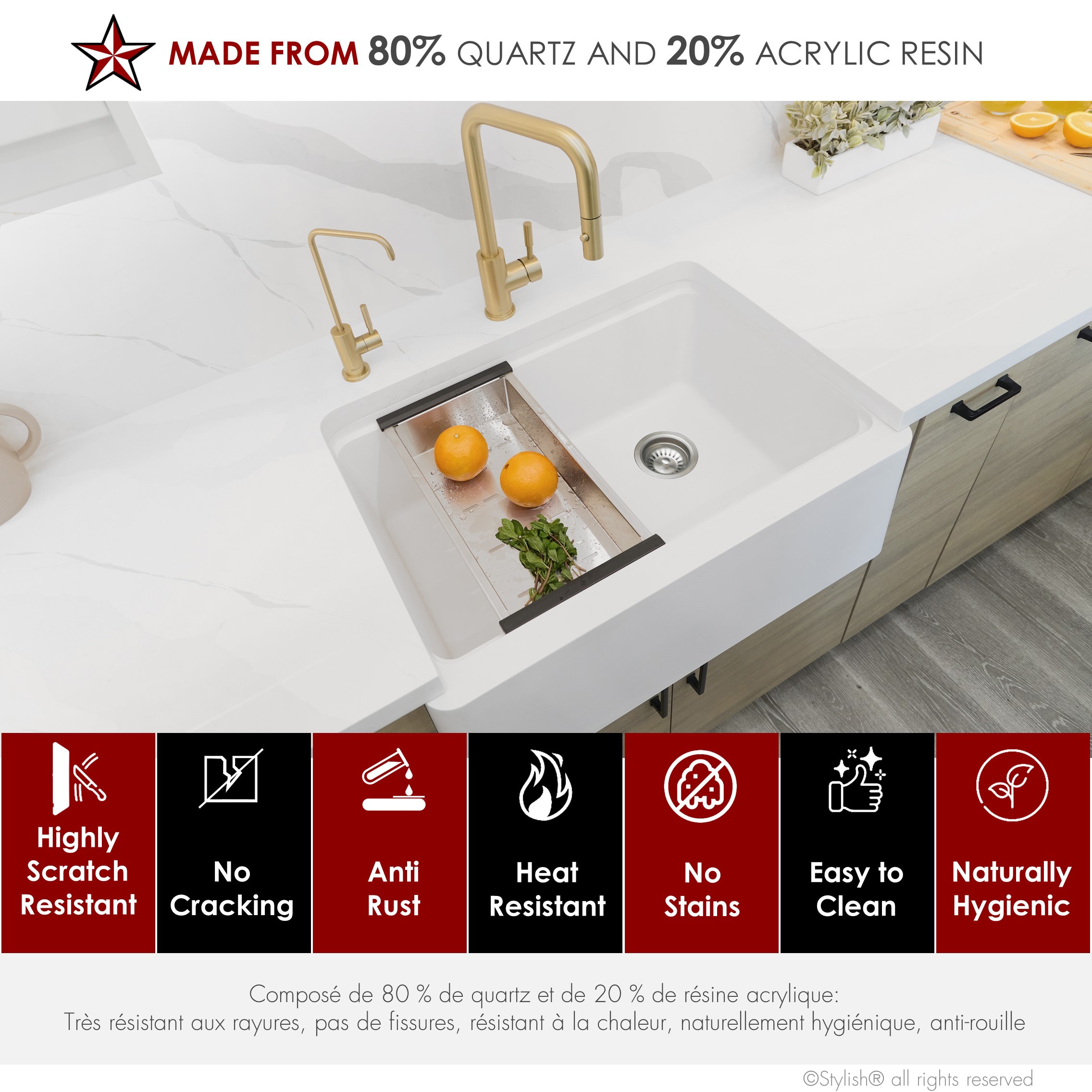 Stylish S-830WH Kitchen-Sinks - View #2