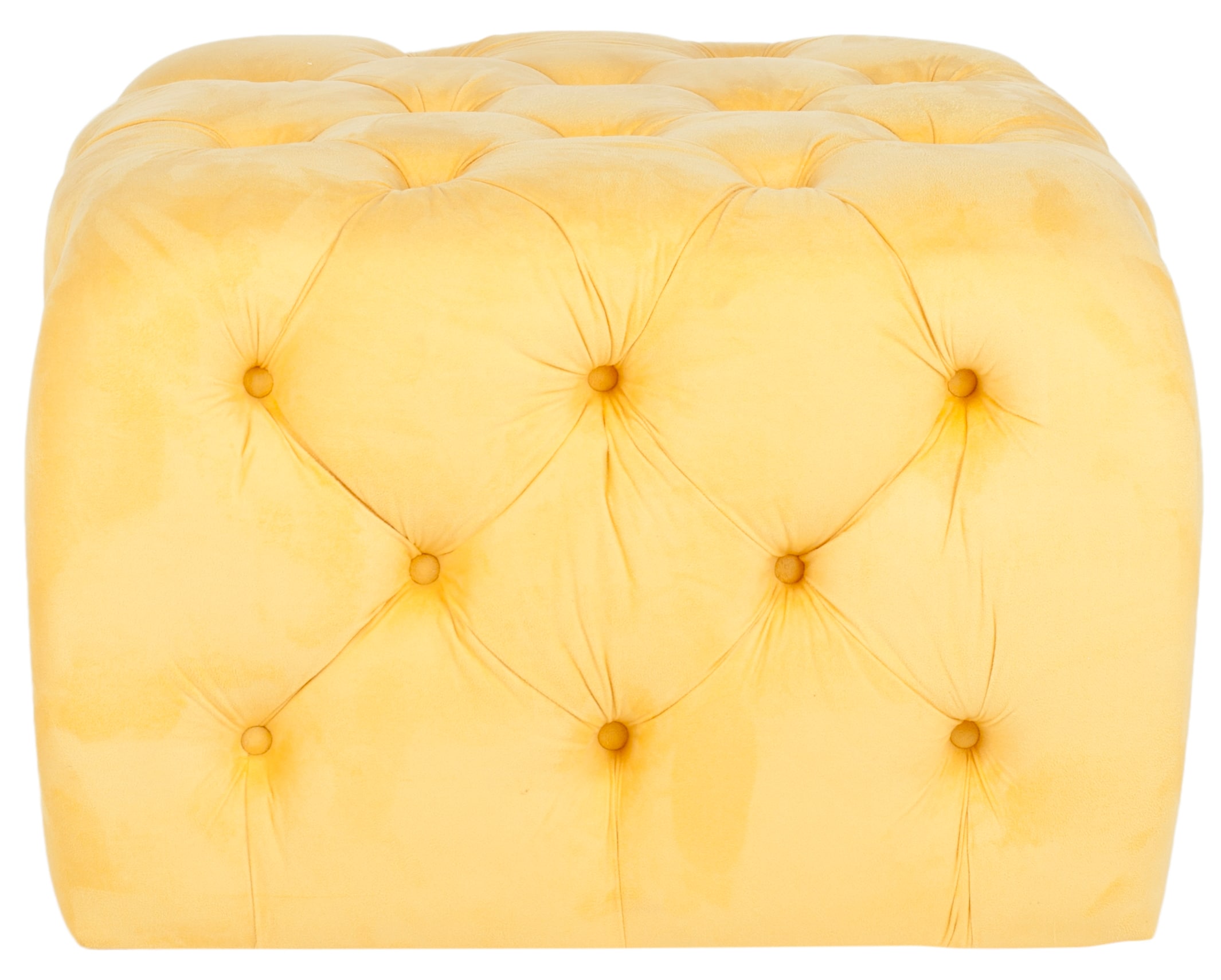 Safavieh MCR4635C Kenan Modern Sunflower Yellow Velvet Ottoman