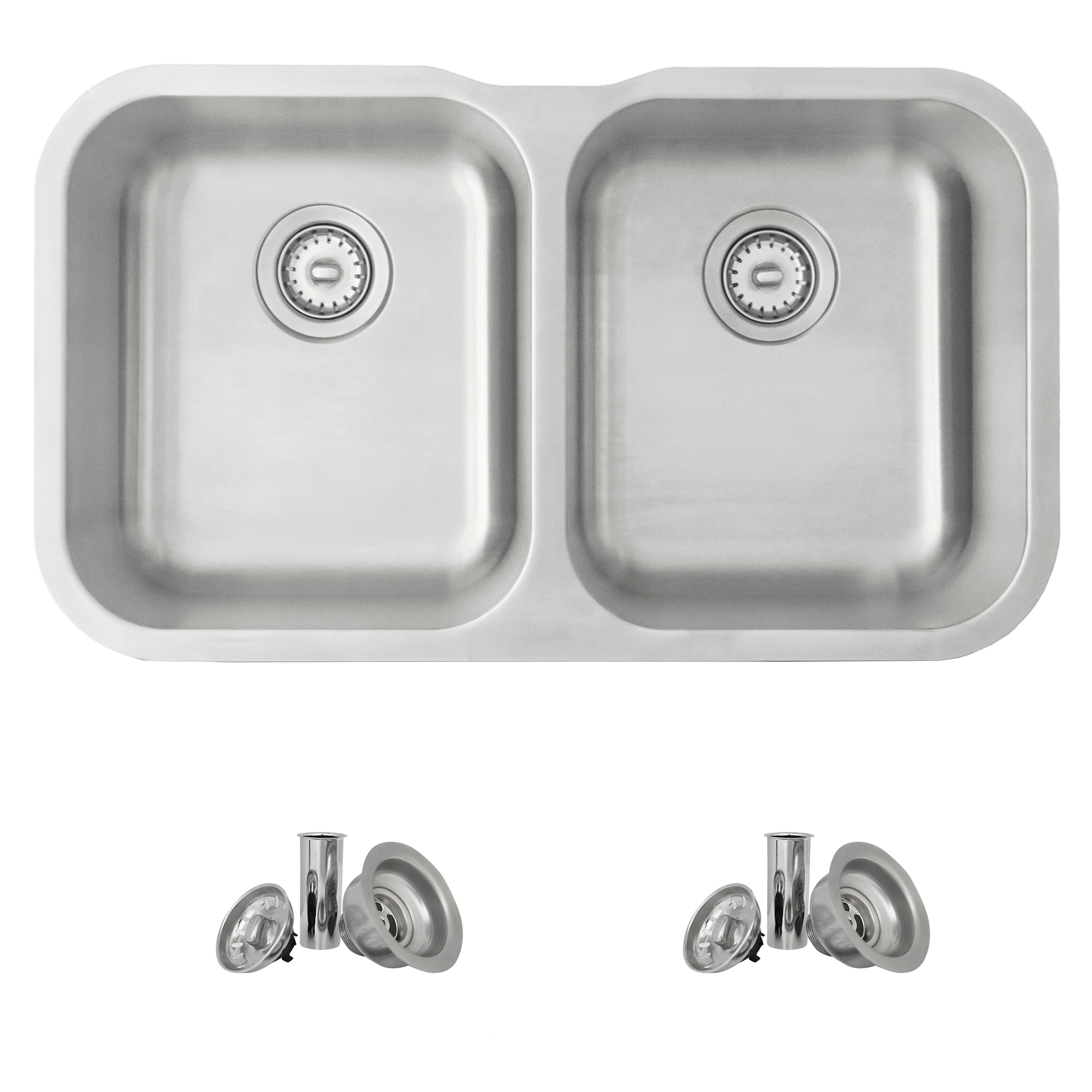 32 inch Stainless Steel Undermount Large Double Bowl Low Divider Kitchen Sink - Classic 32L 50/50