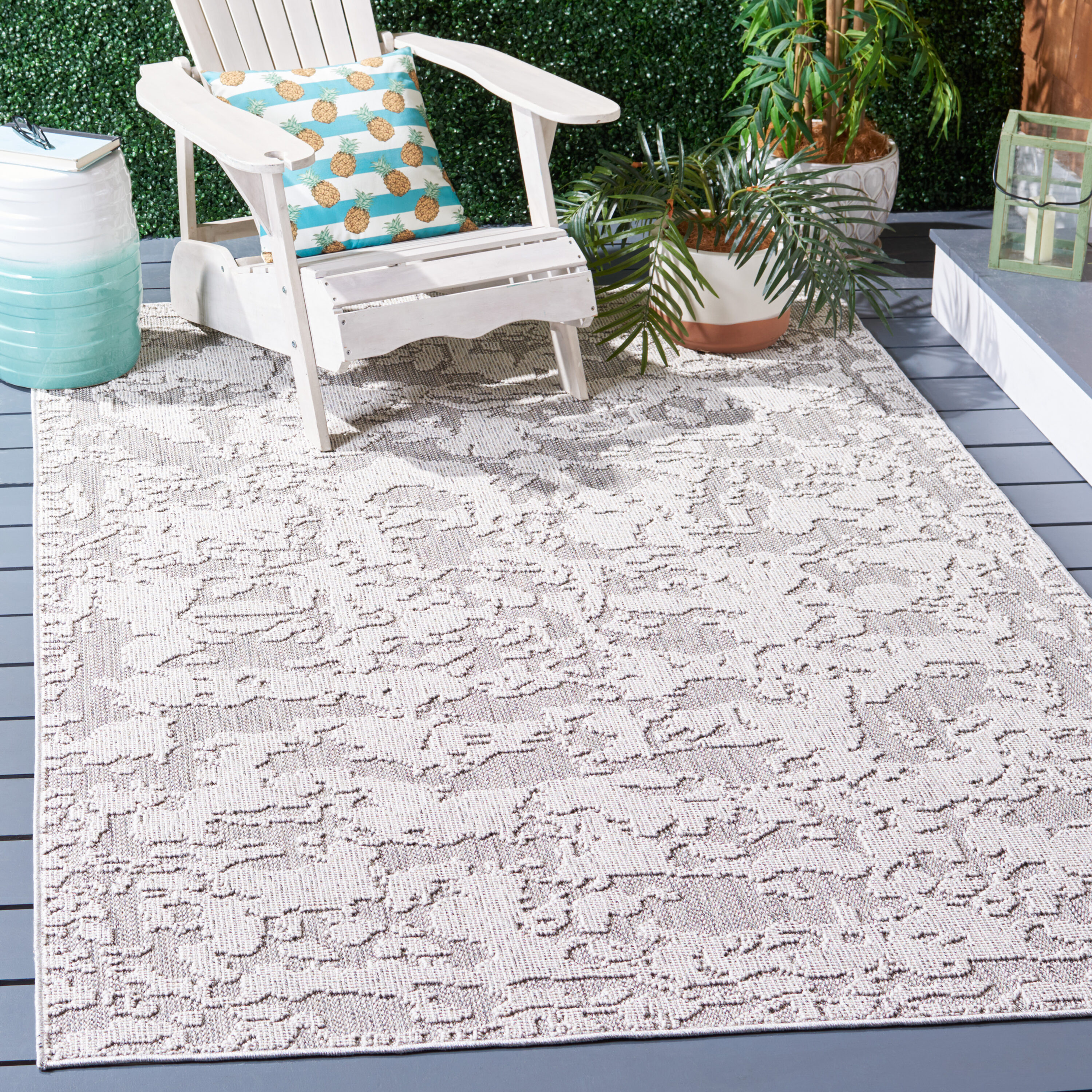 Safavieh GLB224F-9 Global 9 x 12 (ft) Synthetic Gray/Light Gray Rectangular Indoor/Outdoor Abstract Area rug