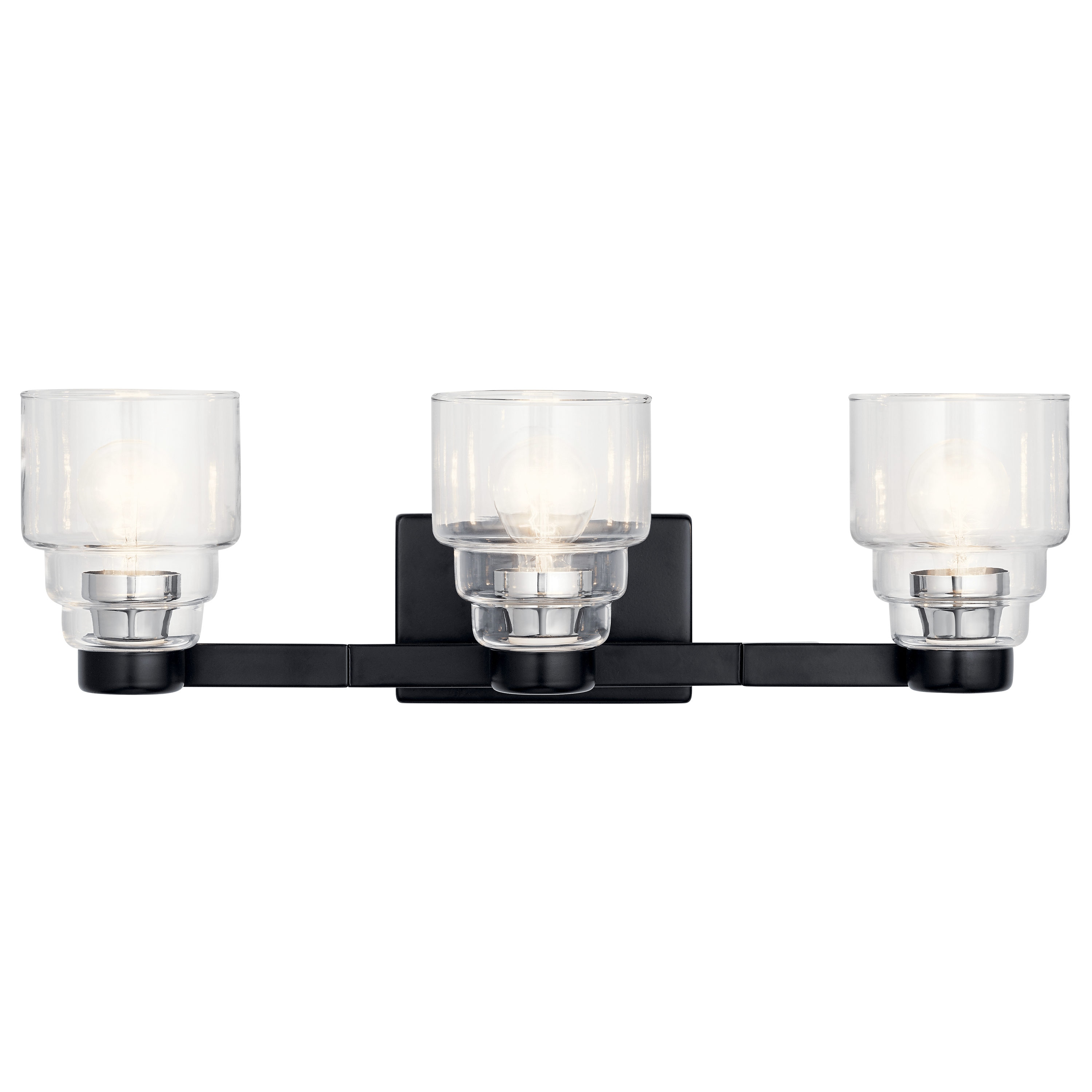 Elegant 24" Black 3-Light Vanity with Clear Glass - Modern Design