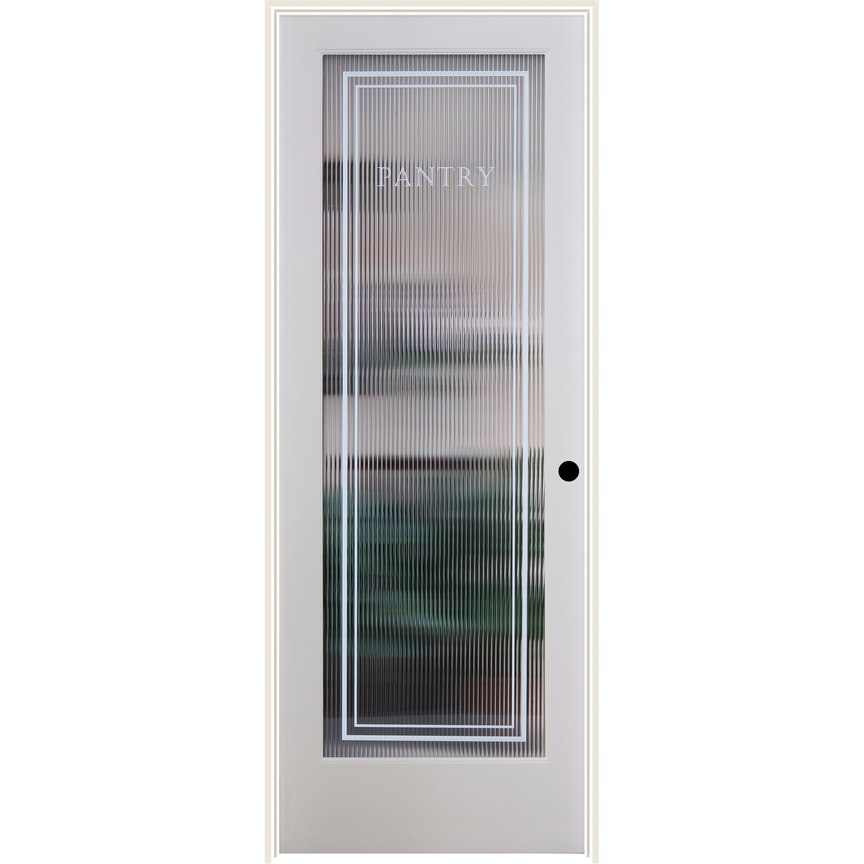 36-in x 80-in Solid Core Flush Patterned Glass Left Hand Smooth Primed Pine Wood Flat Jamb Single Prehung Interior Door in White | - RELIABILT LOD909303