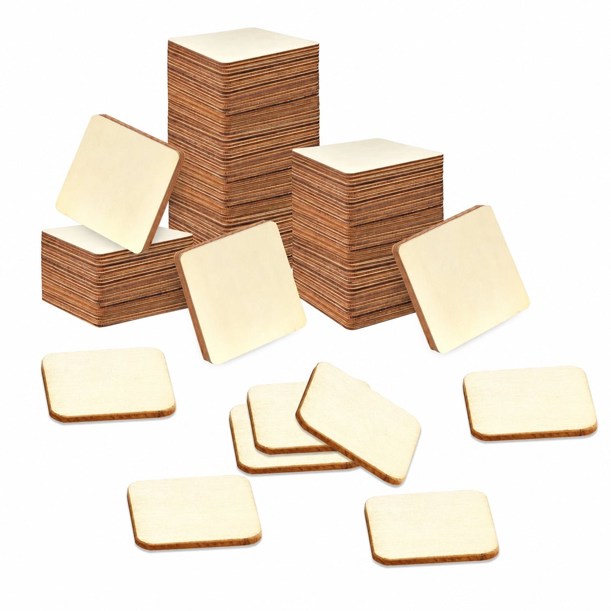 Etokfoks  1 5 x 1 5 in Unfinished Wood Squares for Painting Writing Carving DIY Craft Projects and Decorations