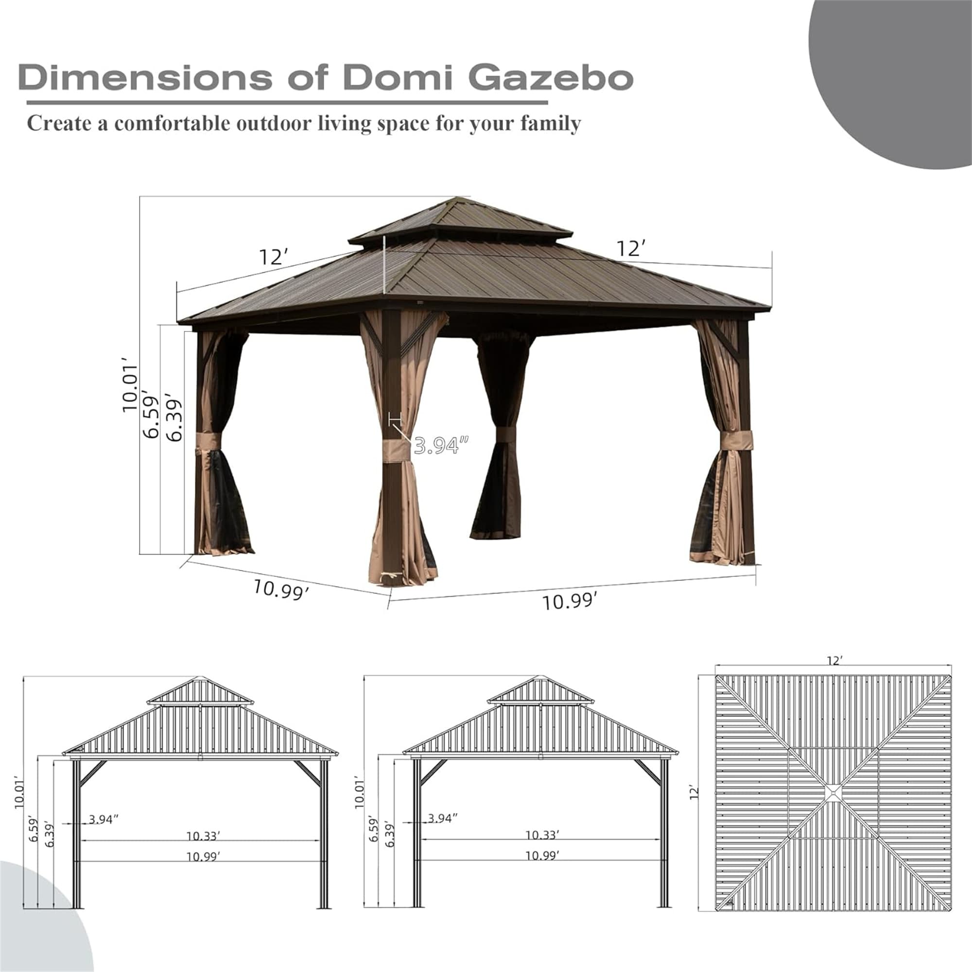 JIMSMAISON BOCPCG30BRO Wood-Resin-Gazebos - View #4