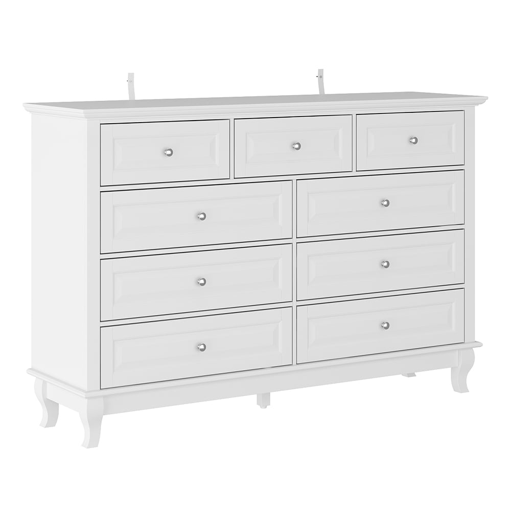  V-KF330075-01 Dresser Chest with 9 Drawers Classic Design and Gold Hardware Available in White and Black Finishes