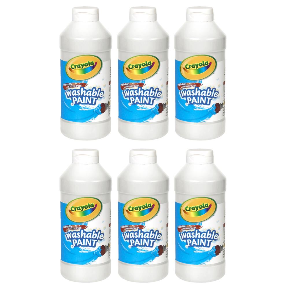 Crayola Washable Paint, White, 16 oz. Bottles, PK6 5420167053