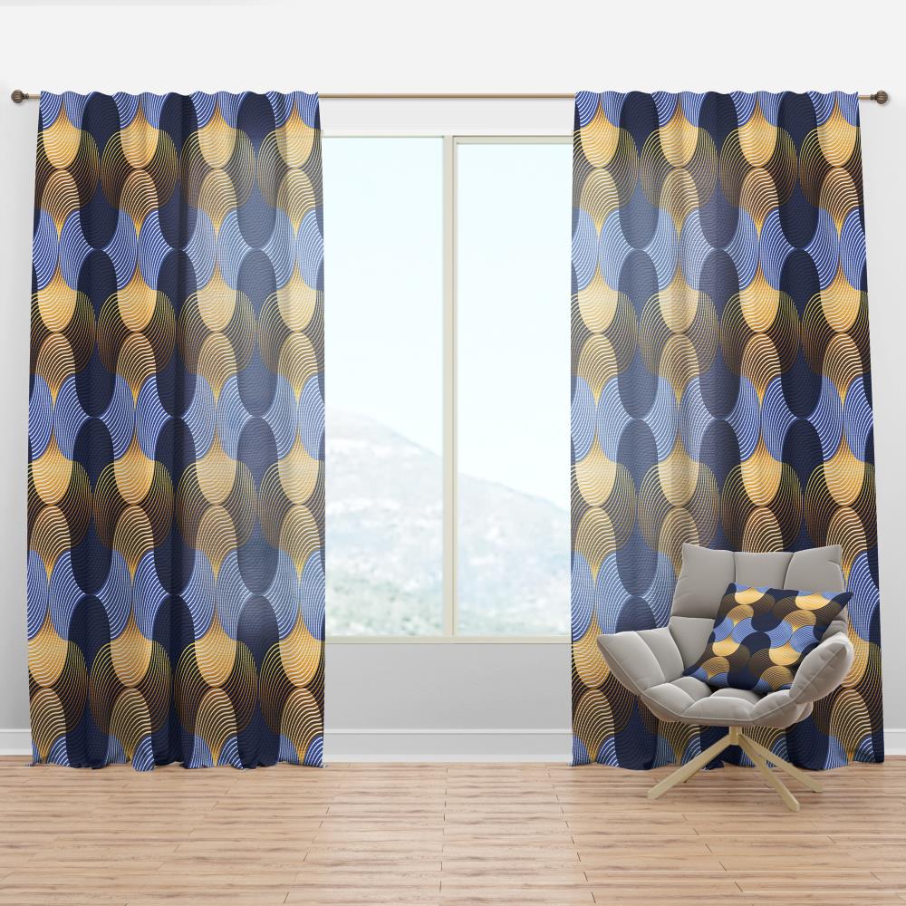 Designart CTN24285-52-63 63-Inches Blue Abstract Room darkening Thermal lined Rod pocket Single curtain panel
