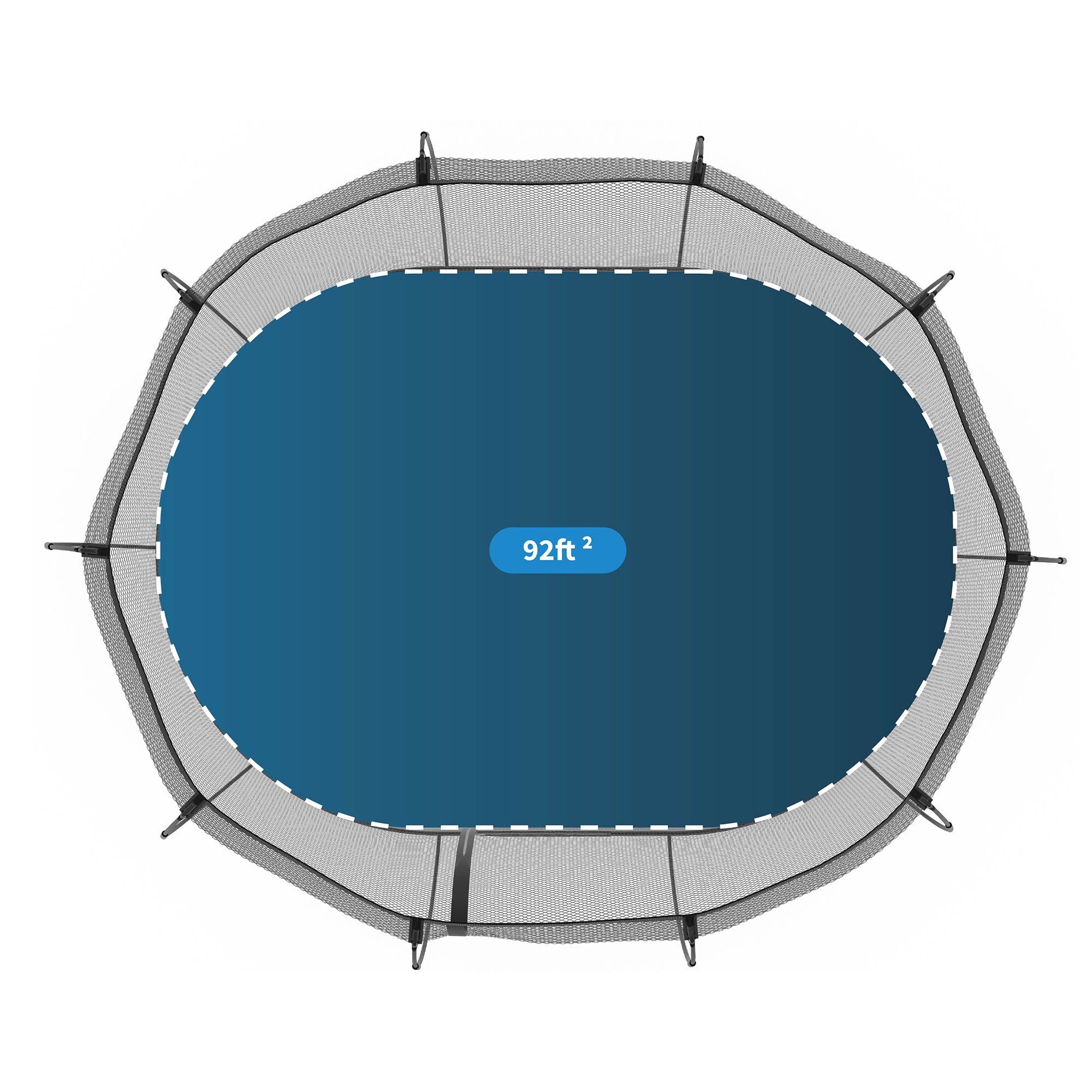 Black Oval Springless Trampoline with Safety Enclosure and Ladder