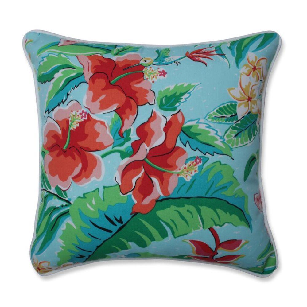 Pillow Perfect Tropical Paradise 2-Piece 16-1/2-in x 16-1/2-in Blue ...