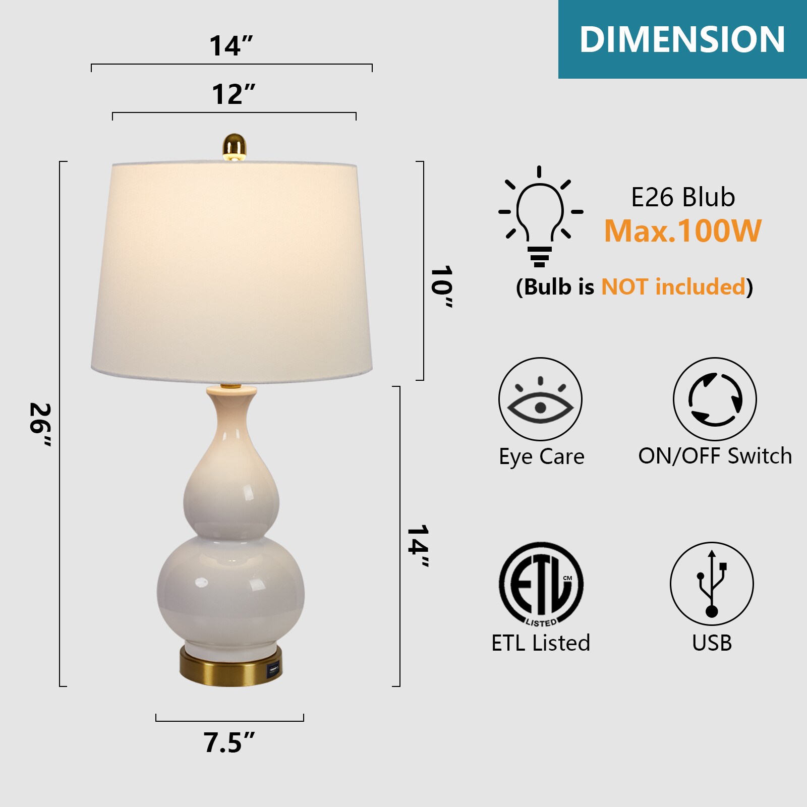 Maxax T08-WH Table-Lamps - View #7