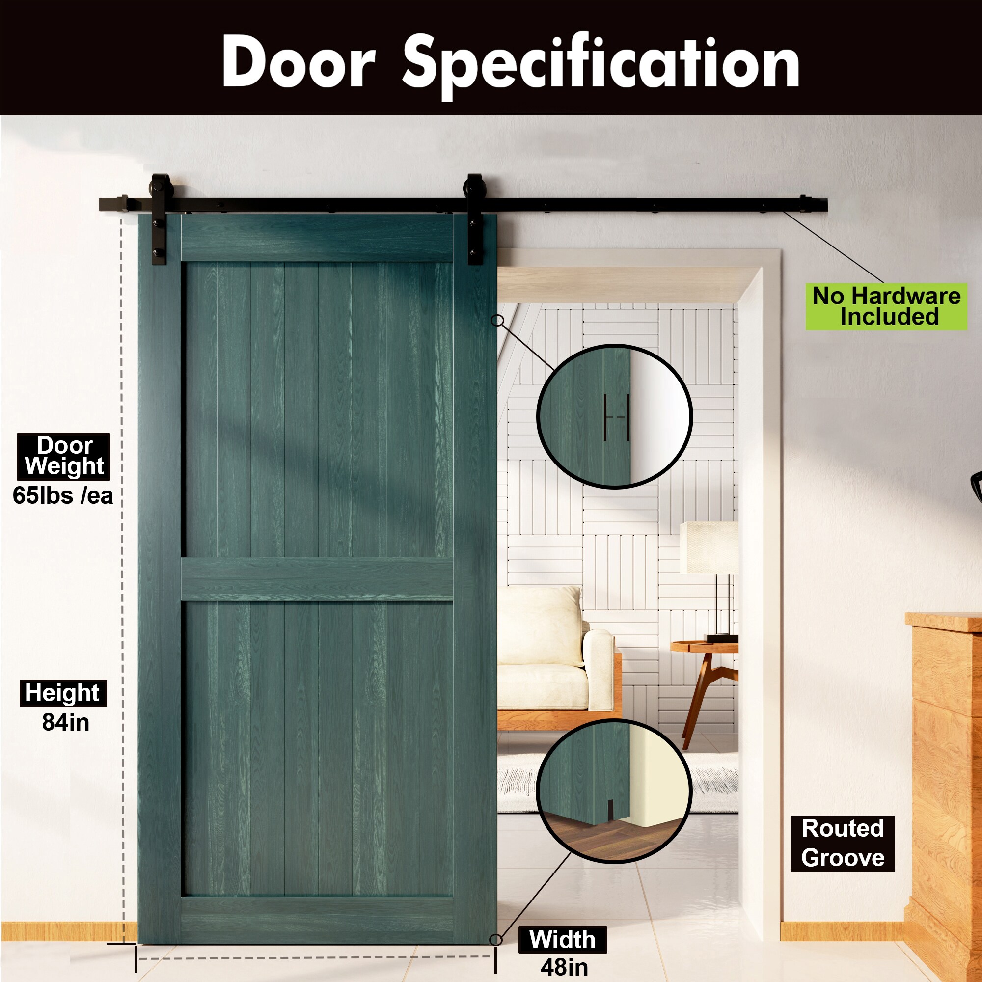 HOMACER 4884-H-RP Barn-Doors - View #3