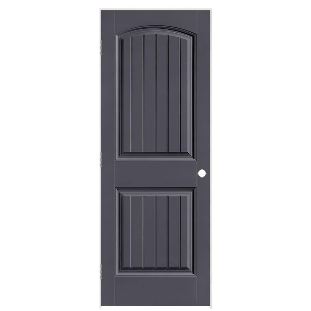 Masonite 1443626 30-in x 80-in Slate Hollow core 2-panel round top plank Left hand Smooth Prefinished Molded composite Flat Jamb Single Prehung Interior Door