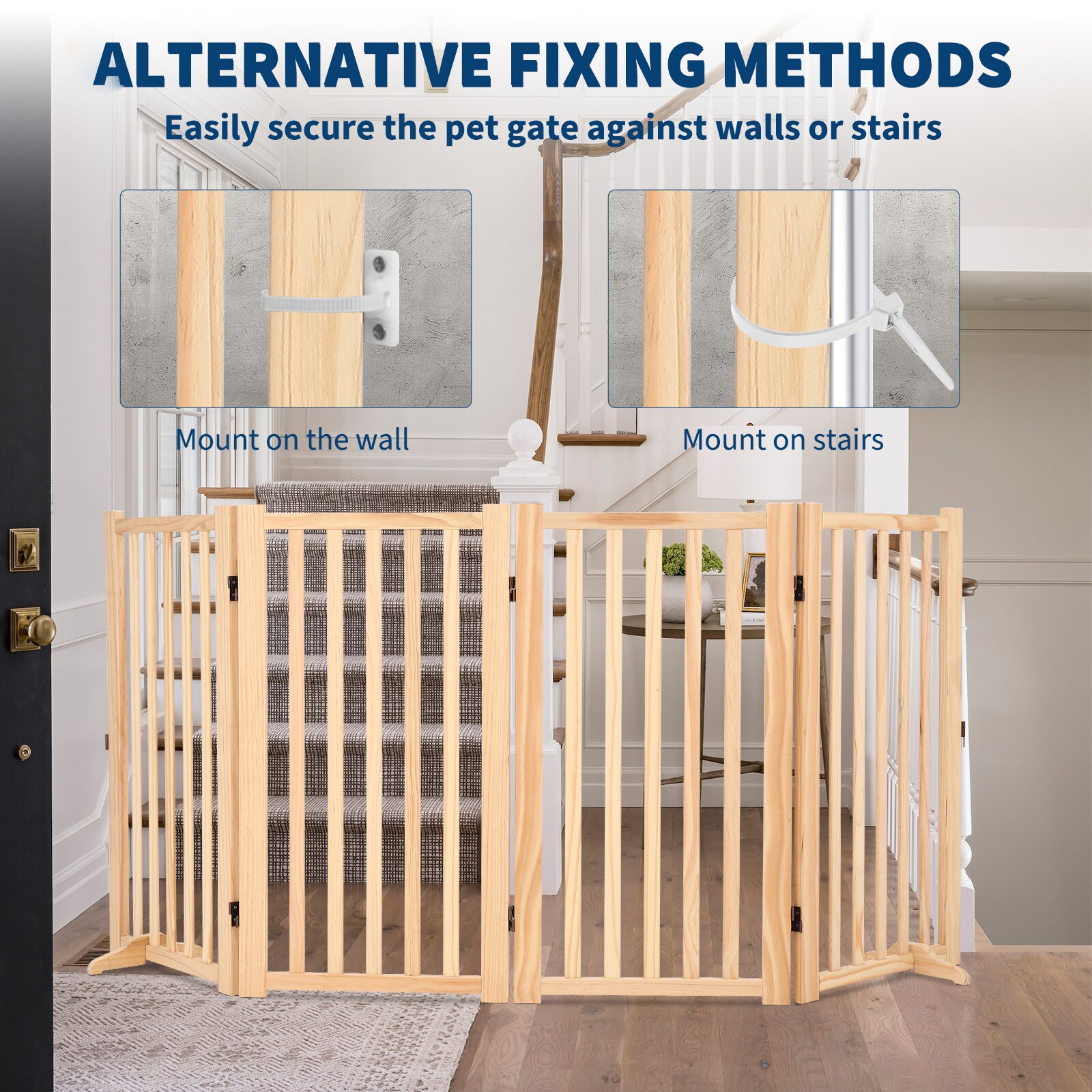 Paint-Free Wooden Freestanding Dog Gates, Wooden Indoor Dog...