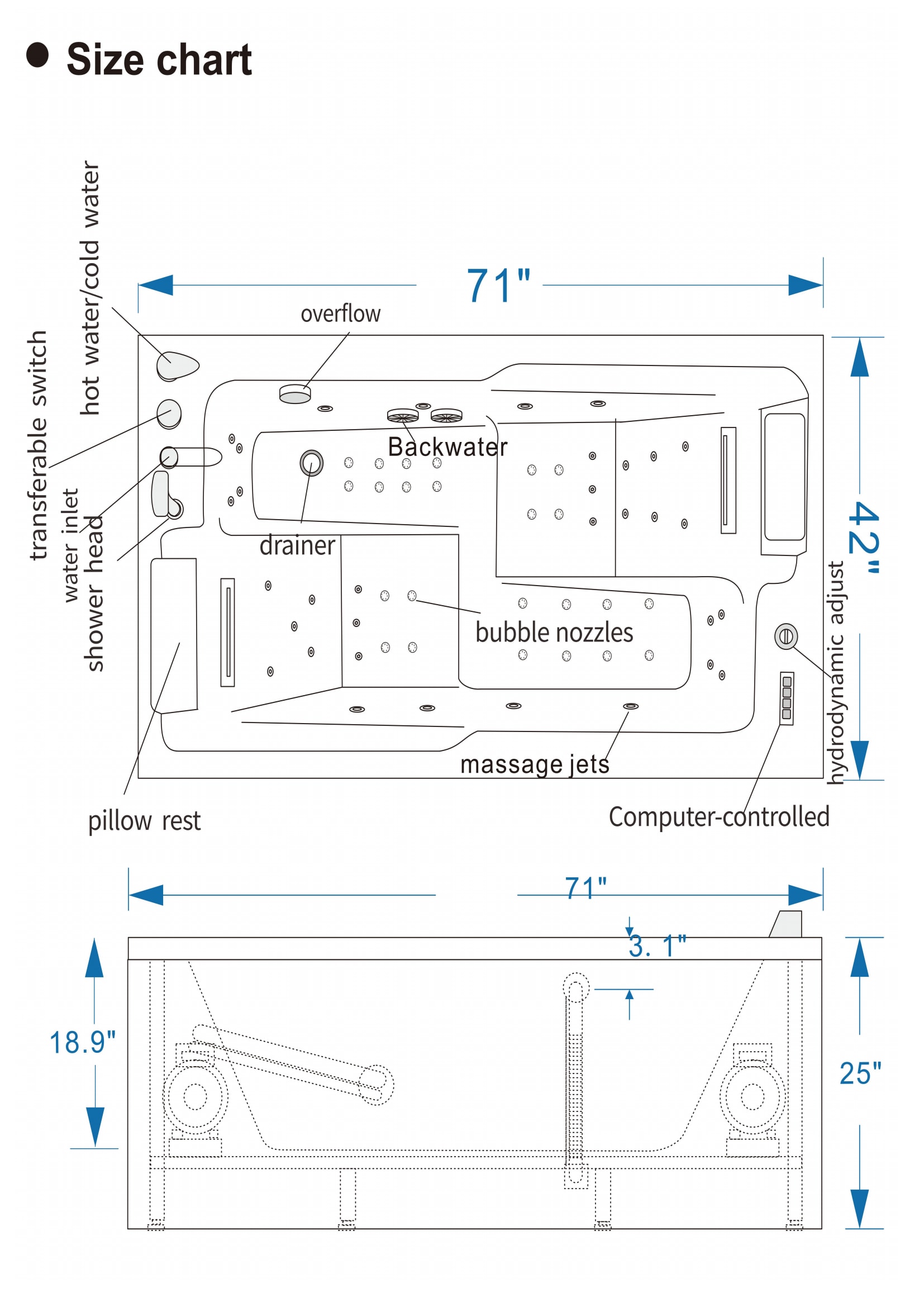 Empava EV-71JT802 bathtubs - View #12