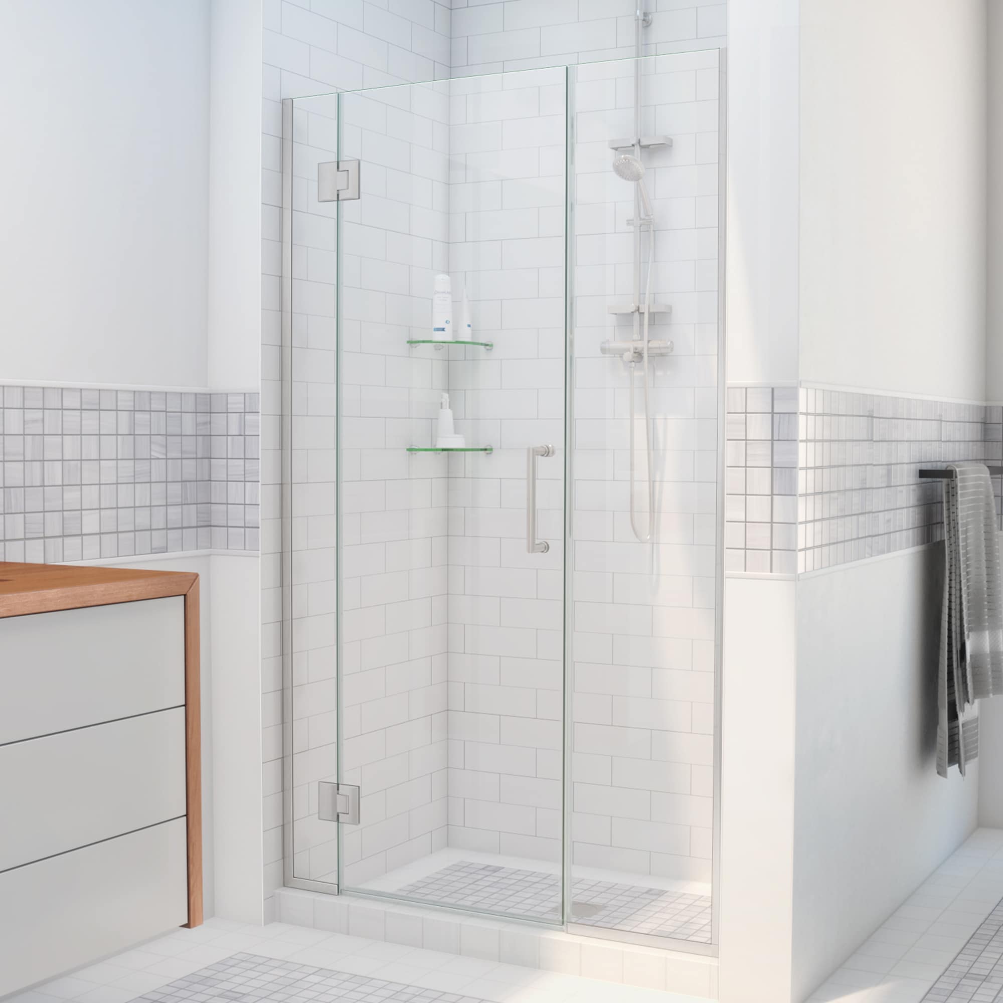 61'' - 65'' W x 76'' H Double Sliding Frameless Shower Door with Clear Glass