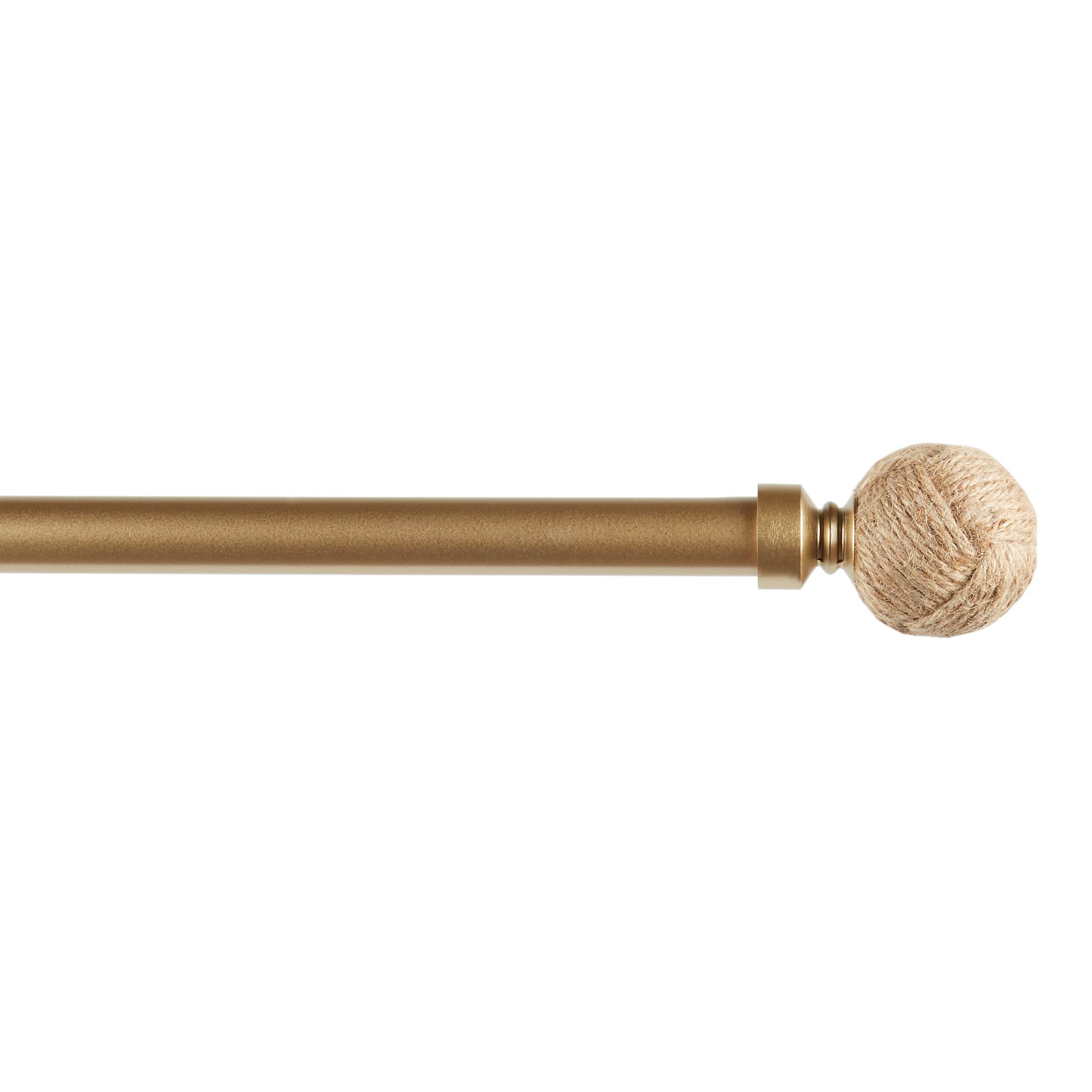 Exclusive Home RD014859DSEHB1 A150 Rope Knot 66-in to 120-in Gold Iron Single curtain rod with Finials