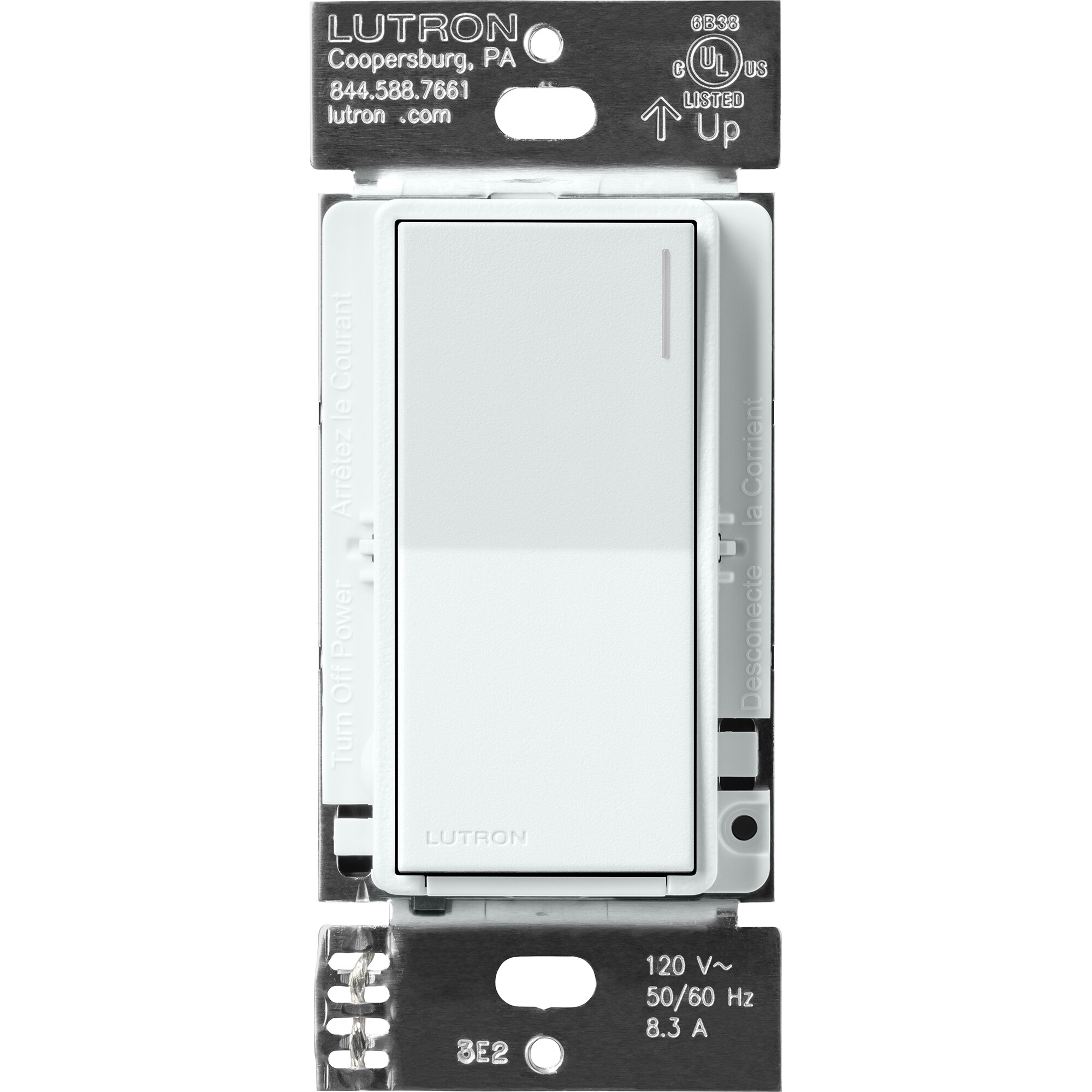 Lutron ST-RS-GL Sunnata 6-amp Multi-location Locator light Push button Companion Light Switch , Glacier White
