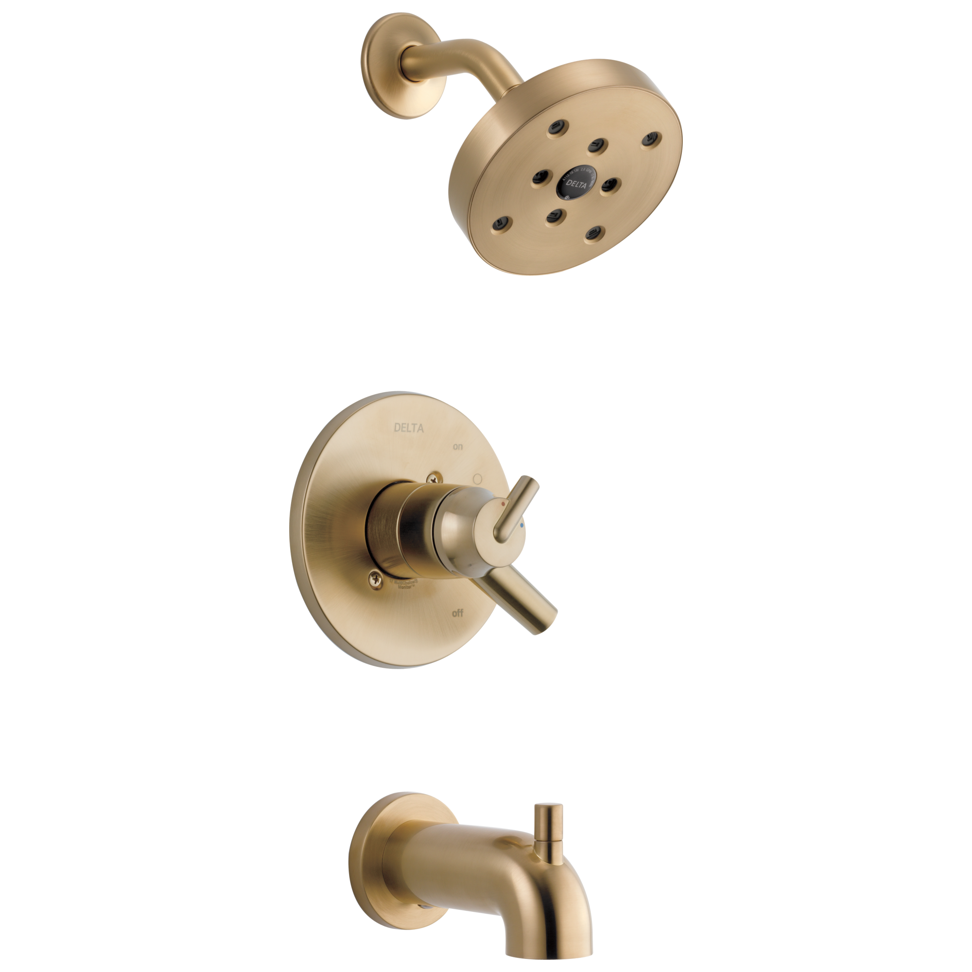 Delta T17459-CZ Trinsic Champagne Bronze 2-handle Single function 5.4-in Round Bathtub and shower Faucet