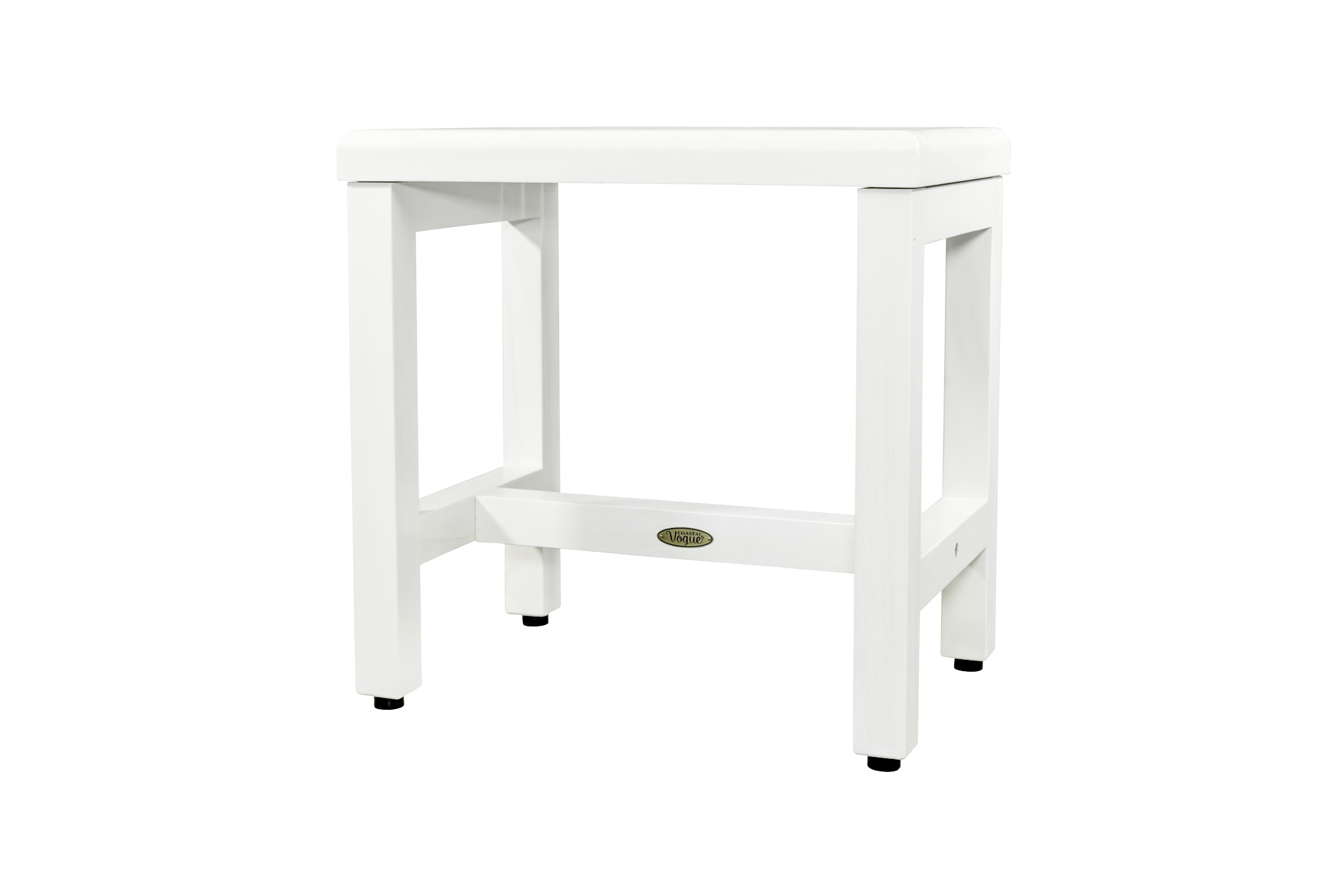 18" White Teak Wood Shower Safety Bench