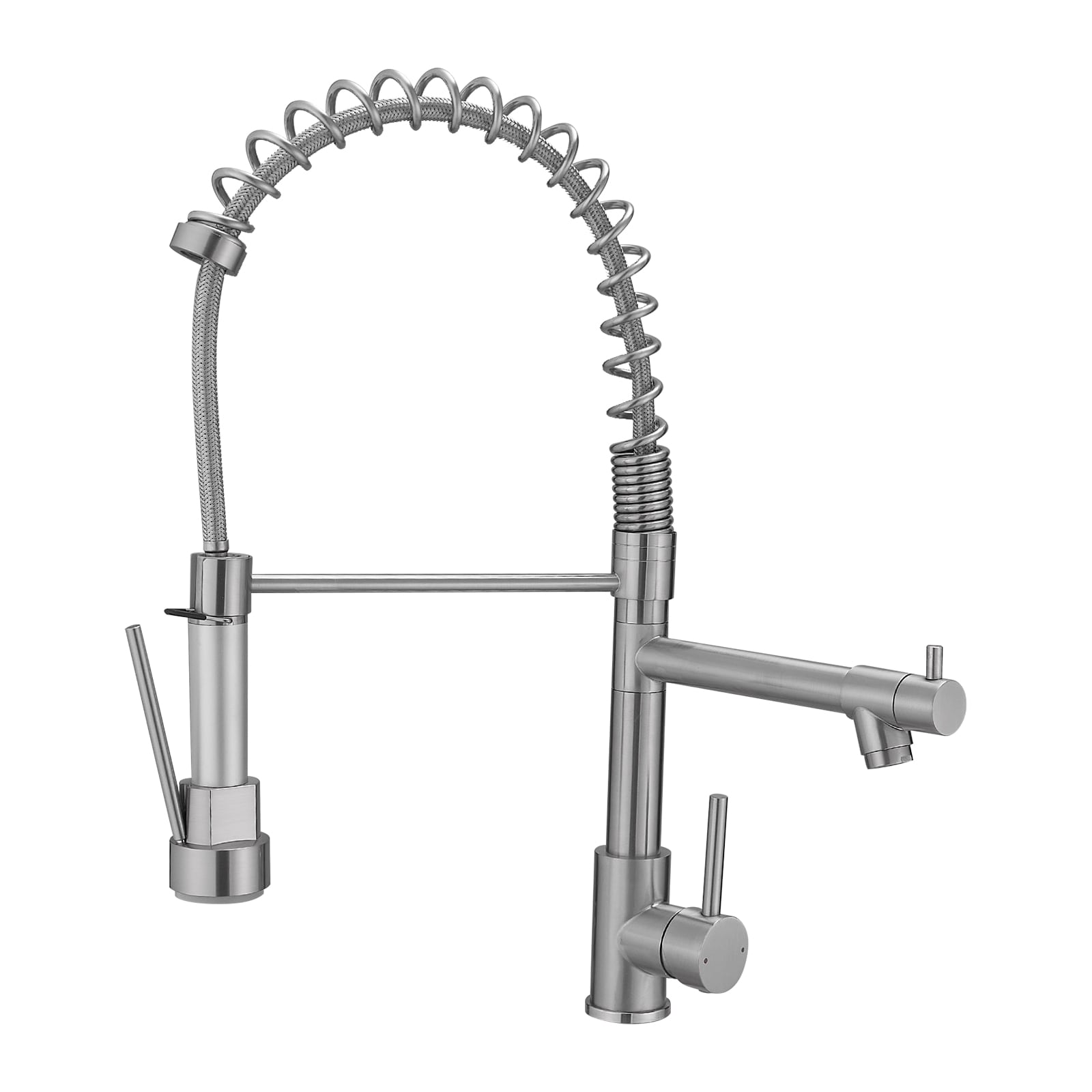 WELLFOR QJ-K-126999NG Brushed Nickel Single Handle Deck-mount Kitchen Faucet with Sprayer